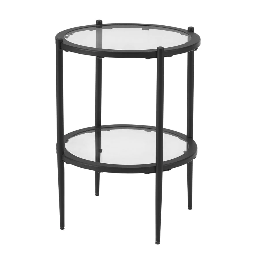 Glass Round Side Table - Black - Image 5