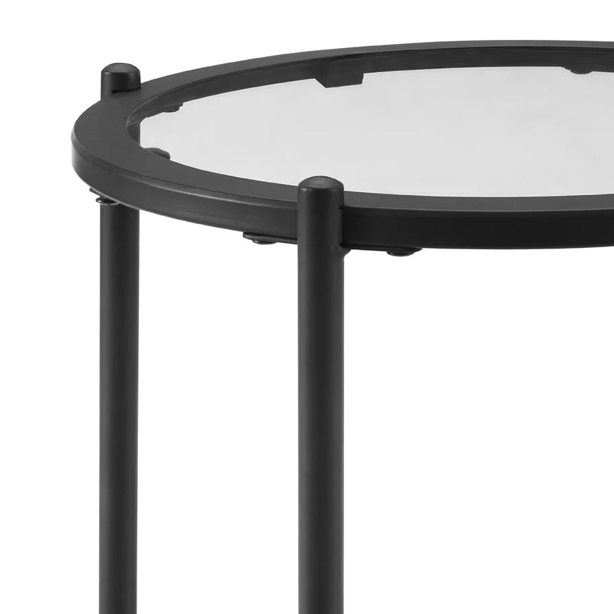 Glass Round Side Table - Black - Image 6