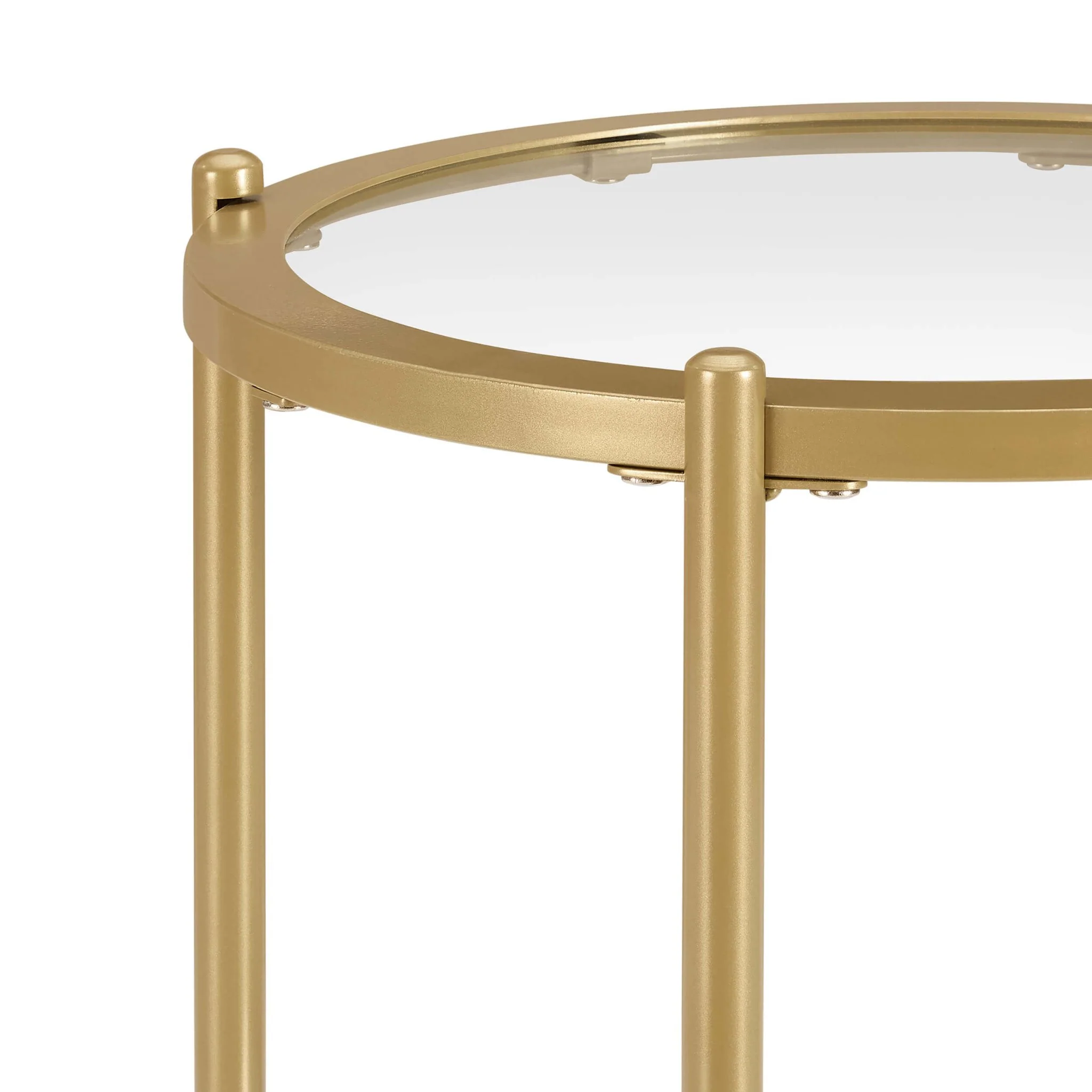 Glass Round Side Table - Gold - Image 4