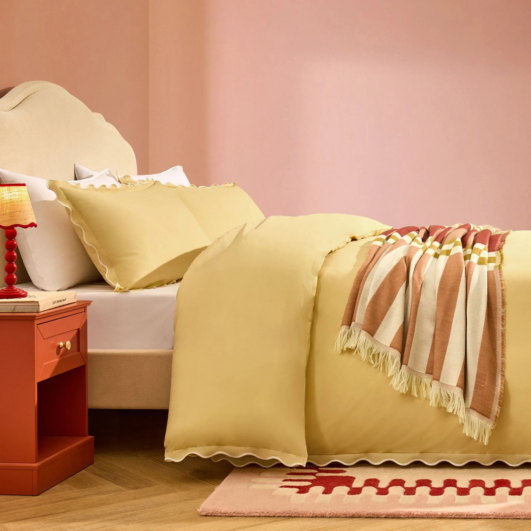 Grace Embroidered Edge 100% Cotton 200 Thread Count Duvet Cover - Buttermilk - Image 2