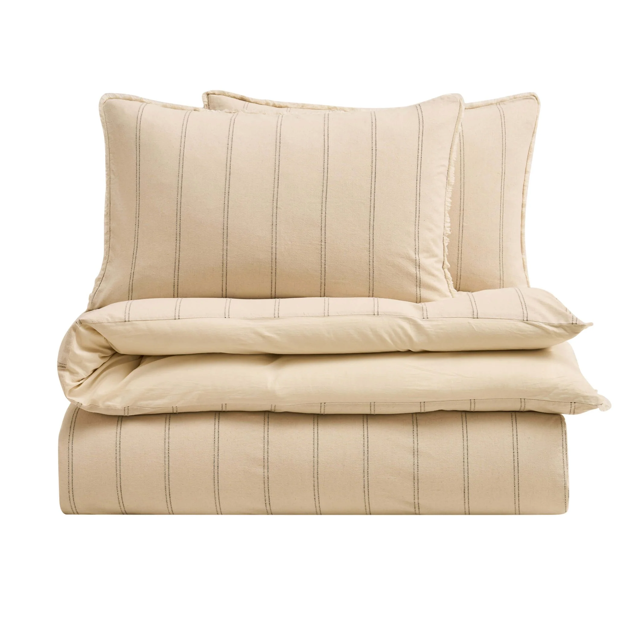 Hallie Linen Blend Yarn Dye Stripe Duvet Cover & Pillowcase Set - Natural - Image 11