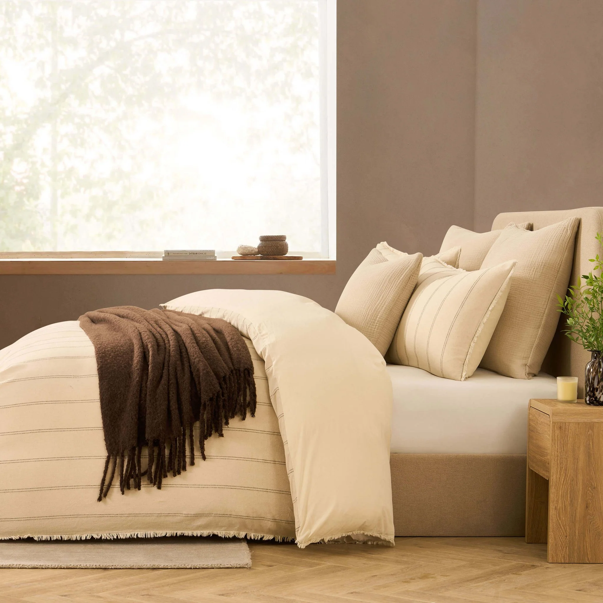 Hallie Linen Blend Yarn Dye Stripe Duvet Cover & Pillowcase Set - Natural - Image 5