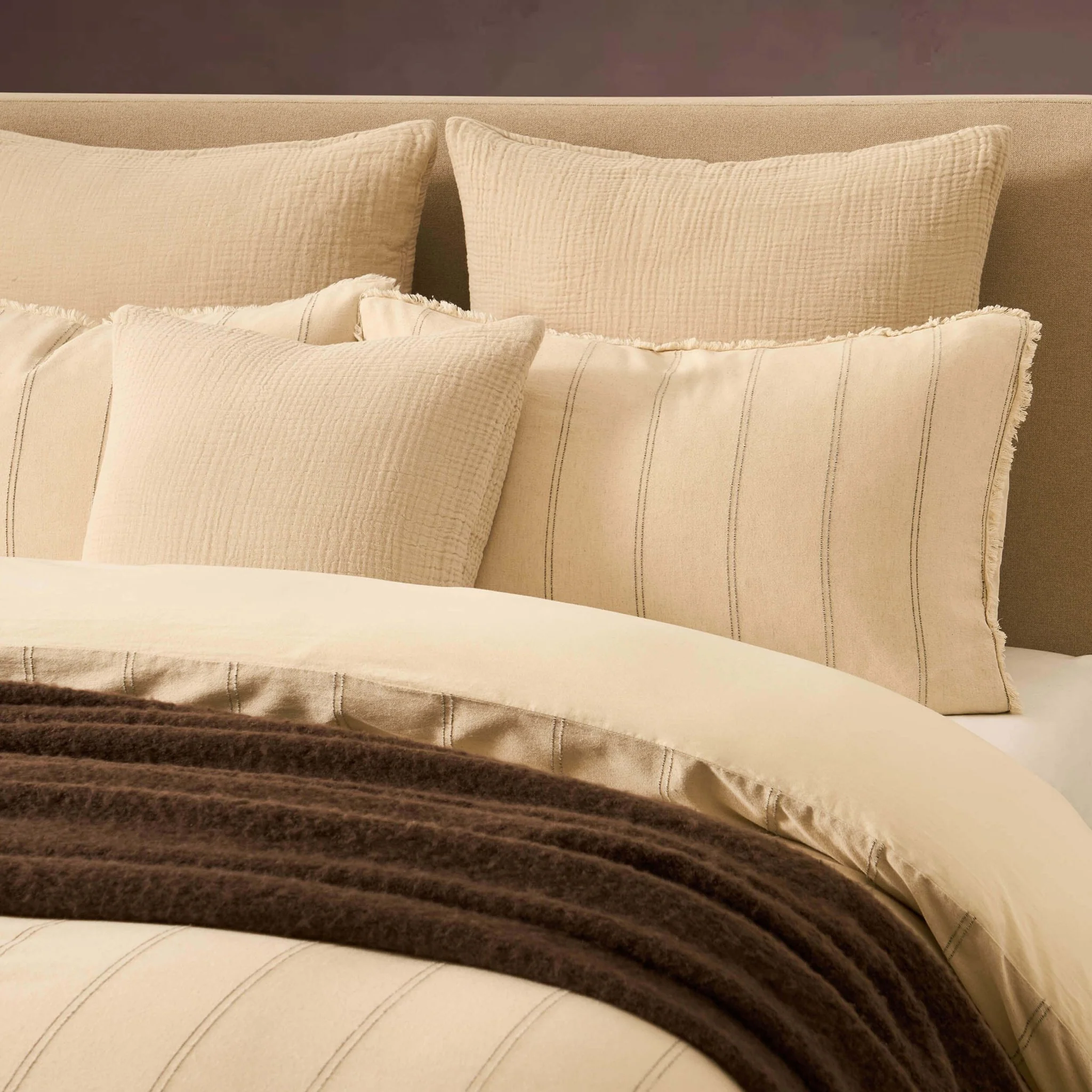 Hallie Linen Blend Yarn Dye Stripe Duvet Cover & Pillowcase Set - Natural - Image 6
