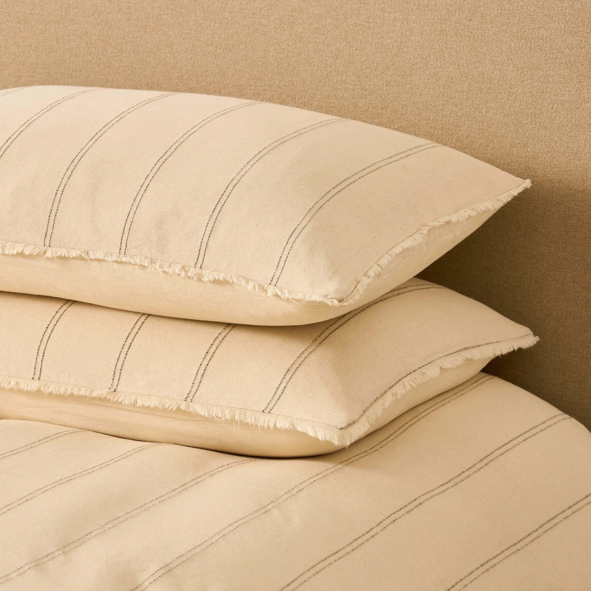 Hallie Linen Blend Yarn Dye Stripe Duvet Cover & Pillowcase Set - Natural - Image 7