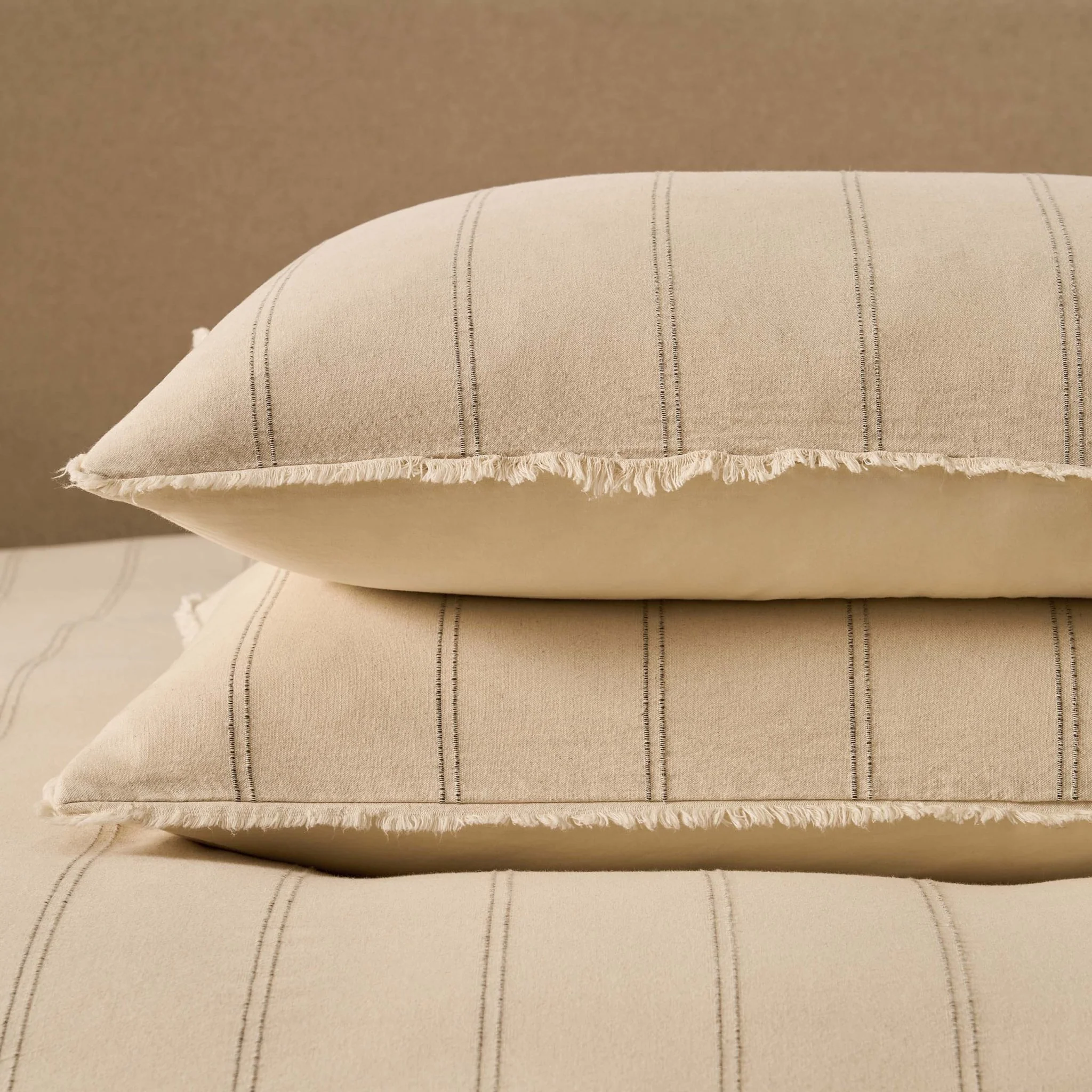 Hallie Linen Blend Yarn Dye Stripe Duvet Cover & Pillowcase Set - Natural - Image 8