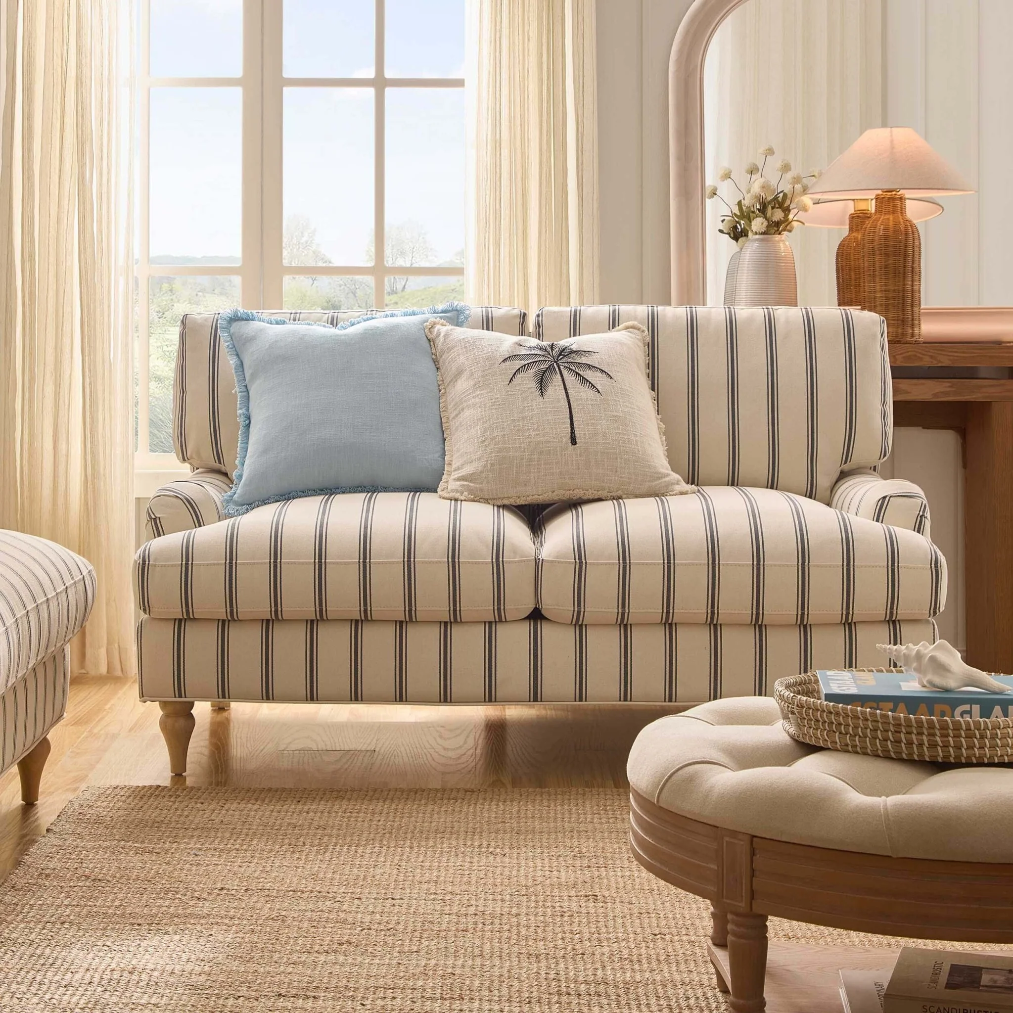 Hampshire 2 Seater Sofa - Blue Stripe - Image 2