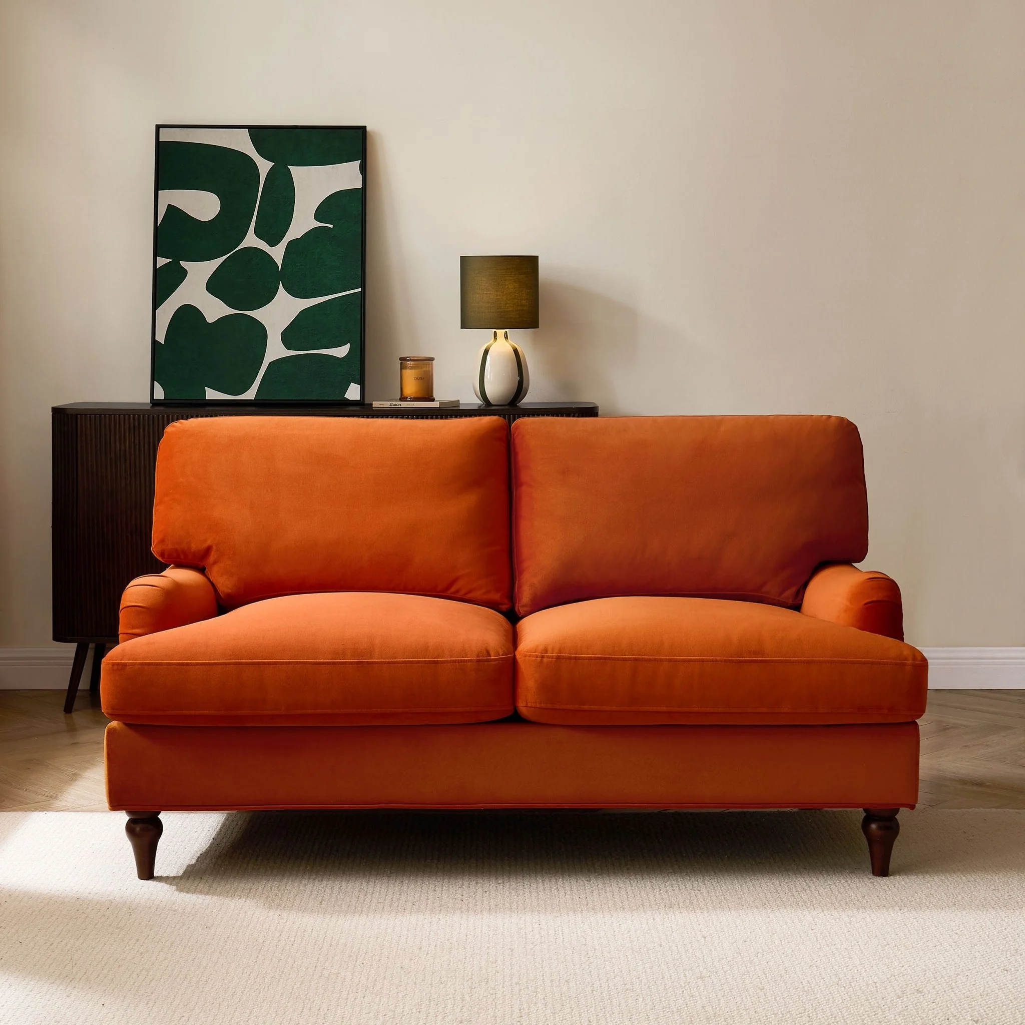 Hampshire 2 Seater Sofa - Bright Orange - Image 2
