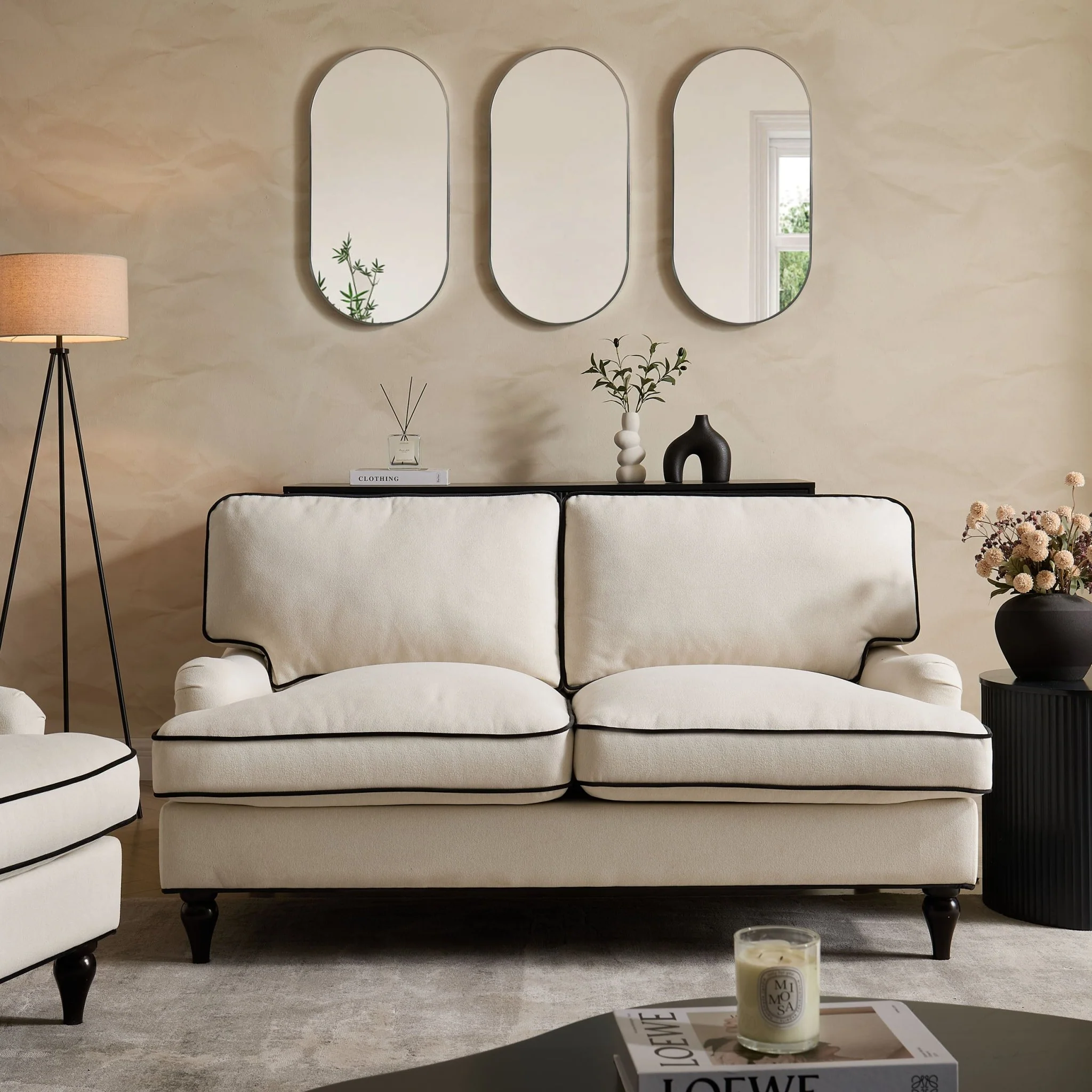 Hampshire 2 Seater Sofa - Cream/Black - Image 2