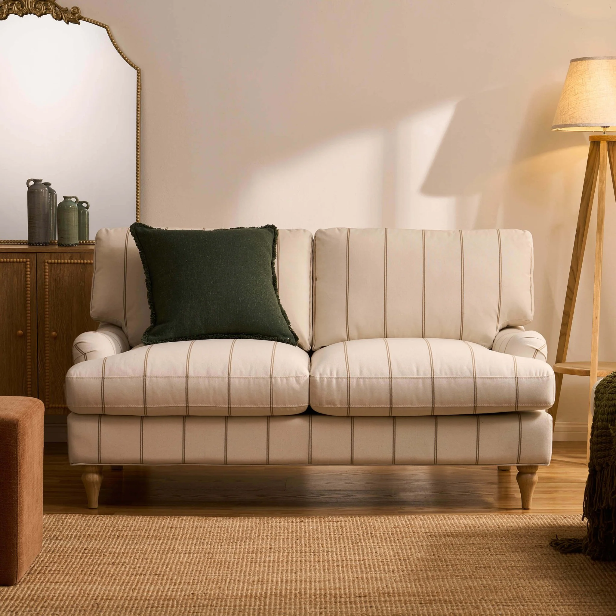 Hampshire 2 Seater Sofa - Thin Natural Stripe - Image 2