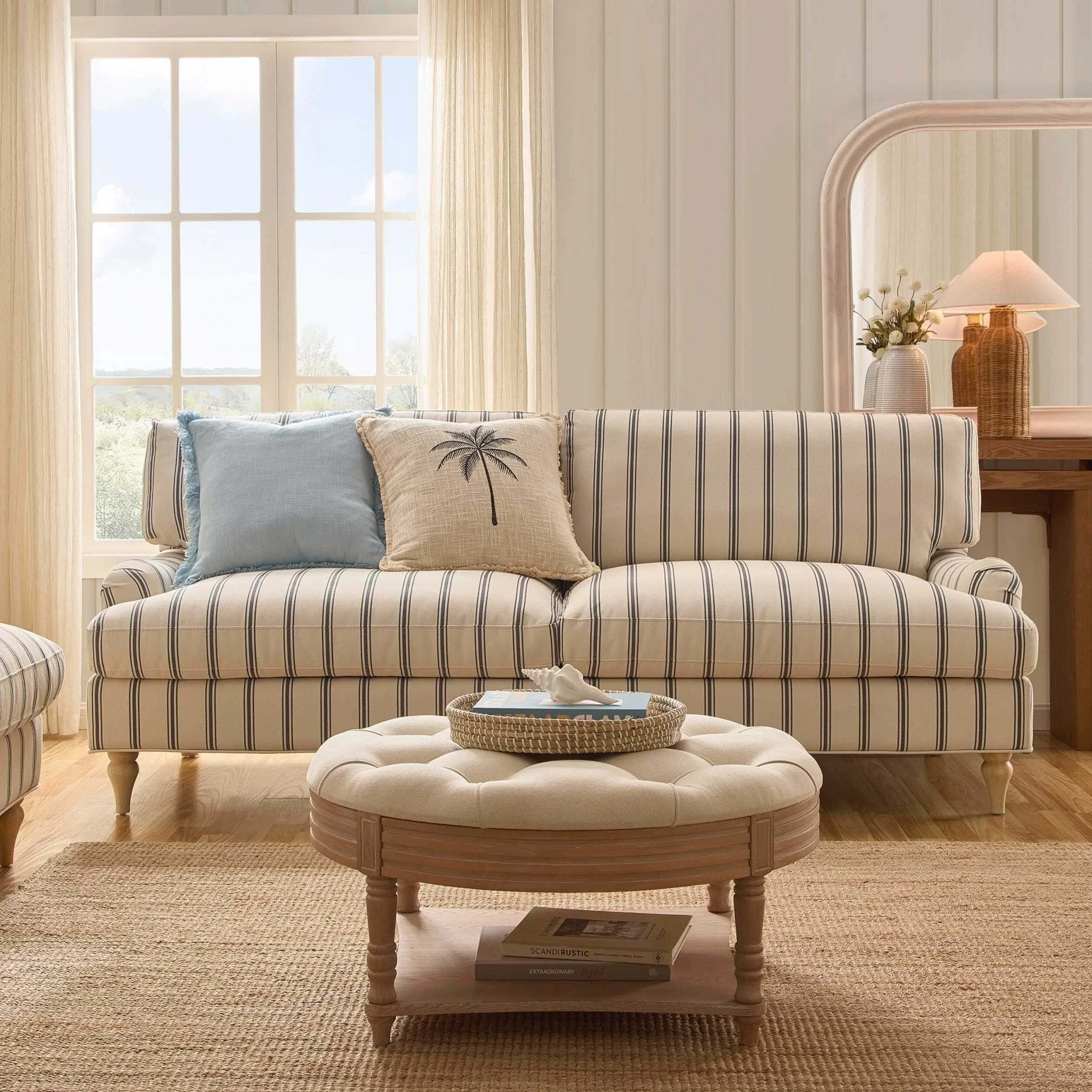 Hampshire 3 Seater Sofa - Blue Stripe - Image 2