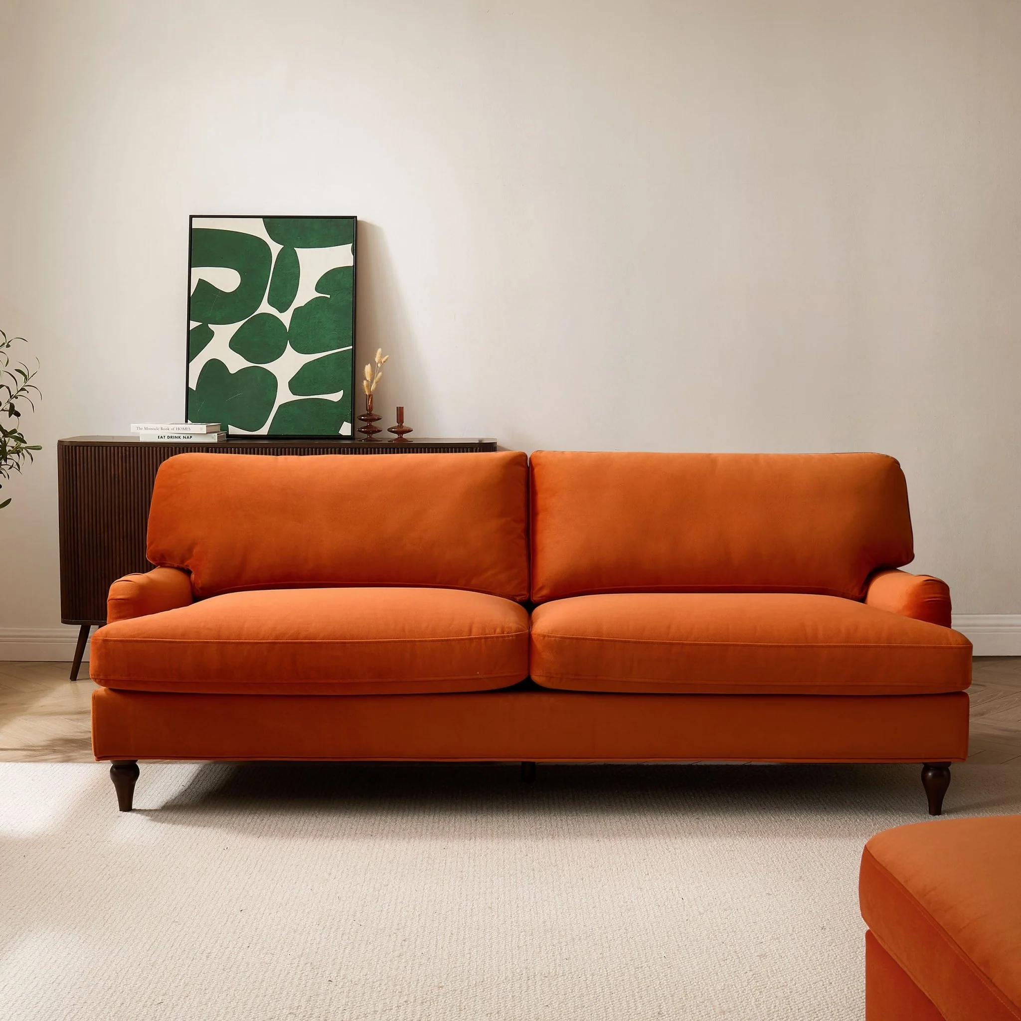 Hampshire 3 Seater Sofa - Bright Orange - Image 3