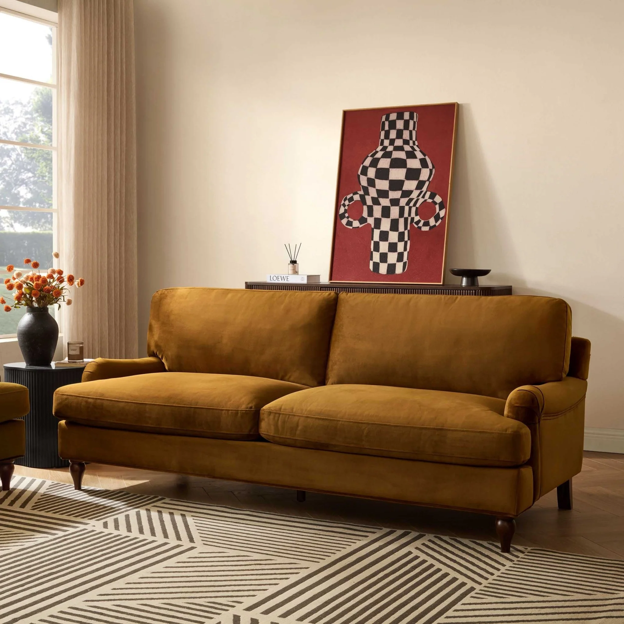 Hampshire 3 Seater Sofa - Muted Gold - Image 2