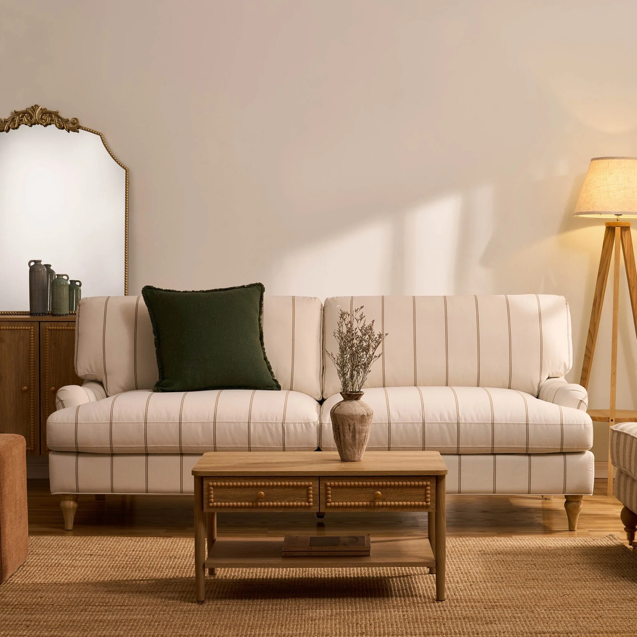 Hampshire 3 Seater Sofa - Thin Natural Stripe