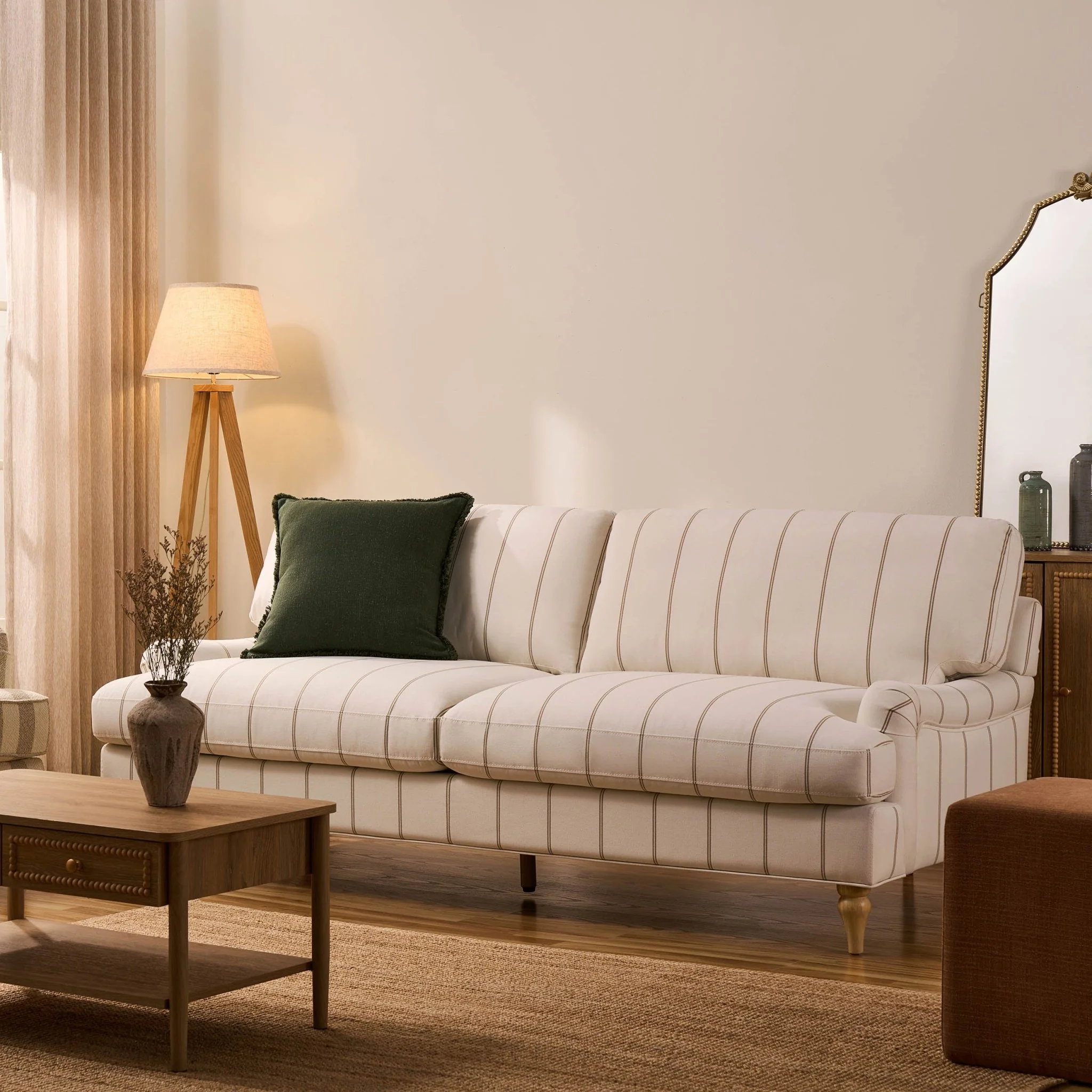 Hampshire 3 Seater Sofa - Thin Natural Stripe - Image 2