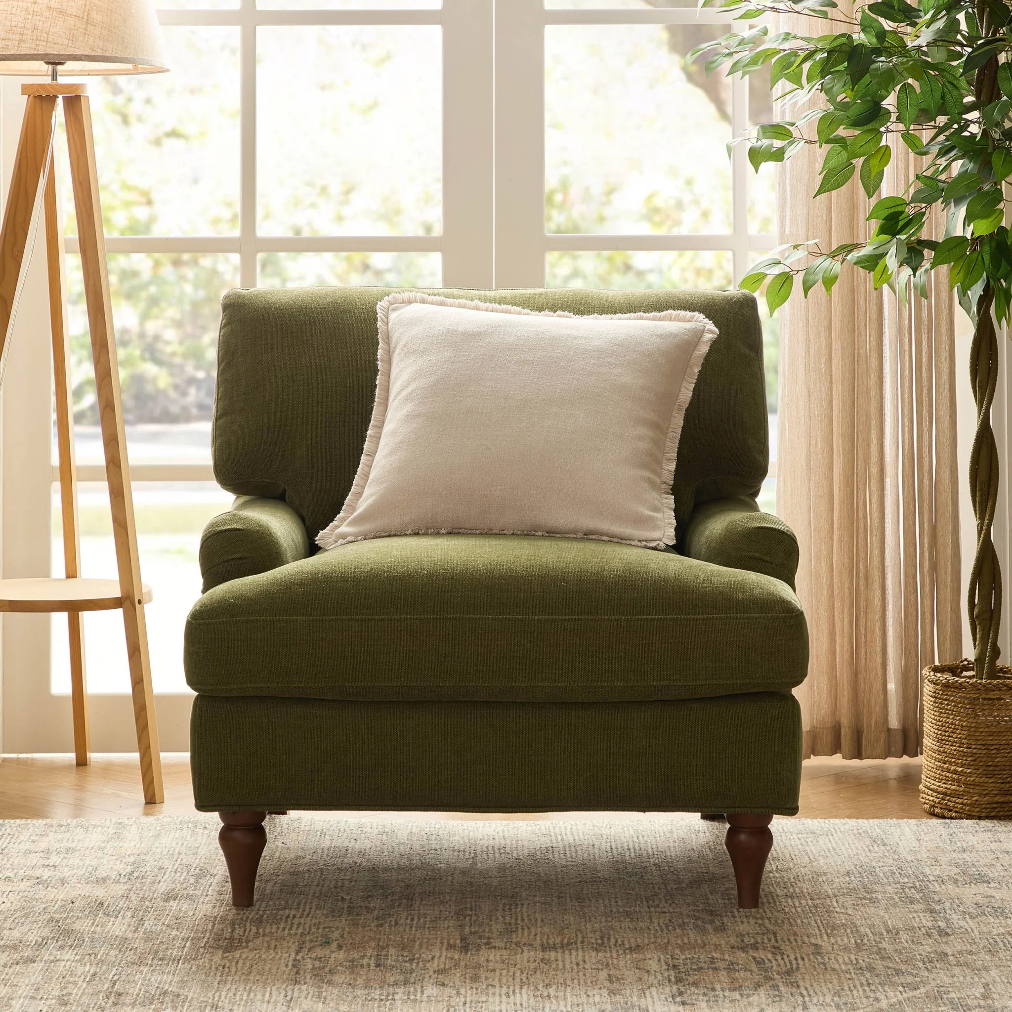 Hampshire Armchair - Chenille Olive - Image 2