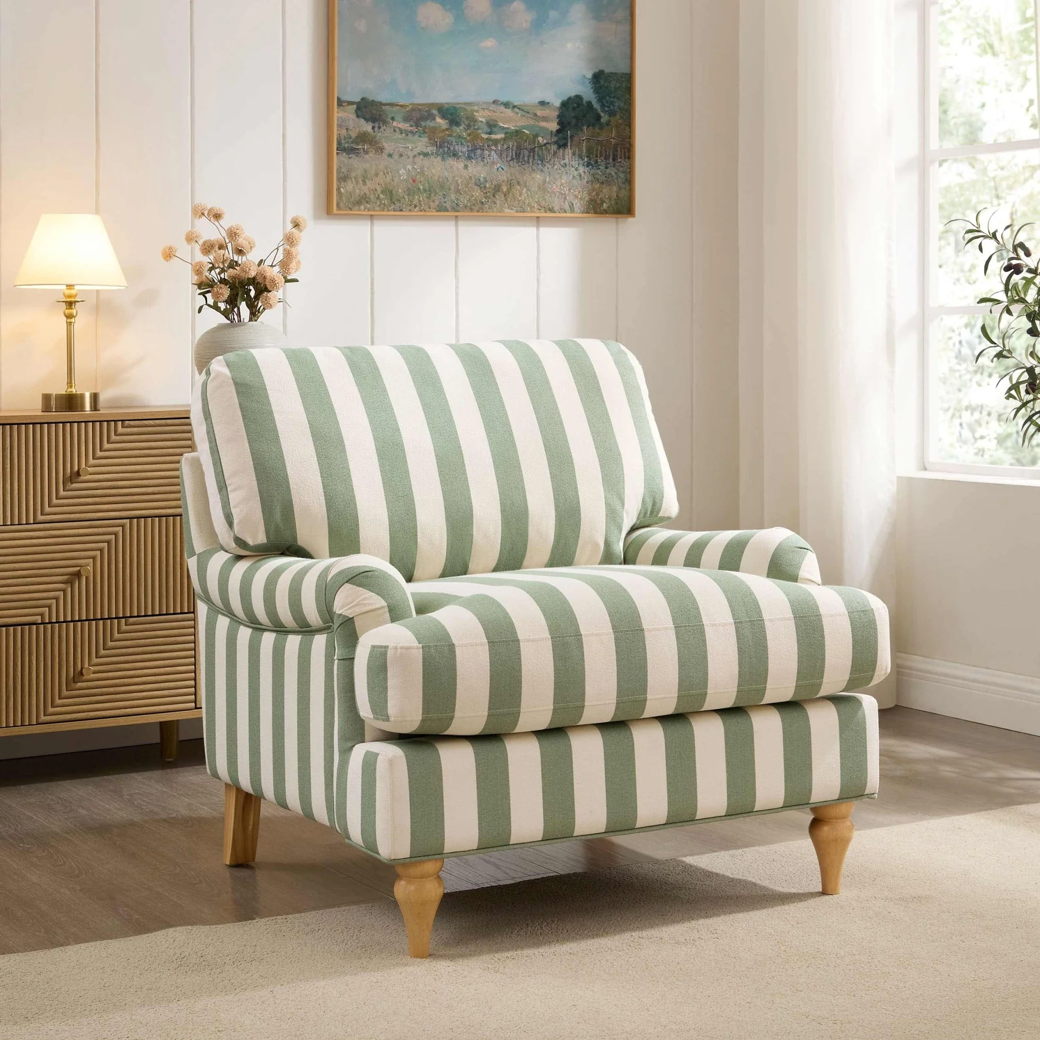 Hampshire Armchair - Green Stripe