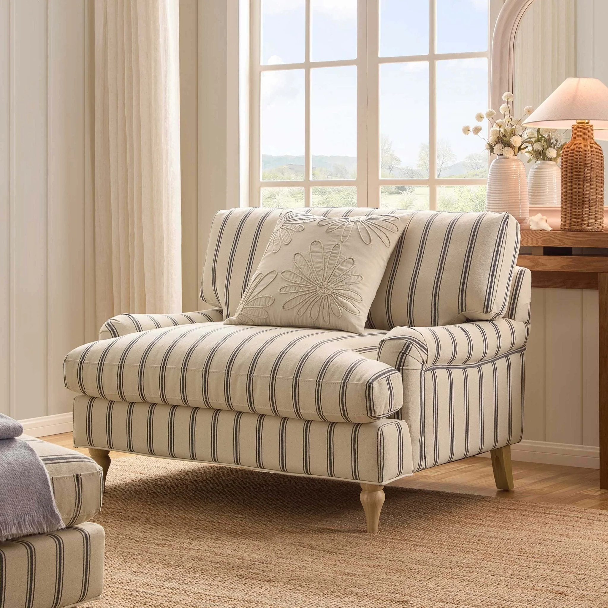 Hampshire Loveseat - Blue Stripe
