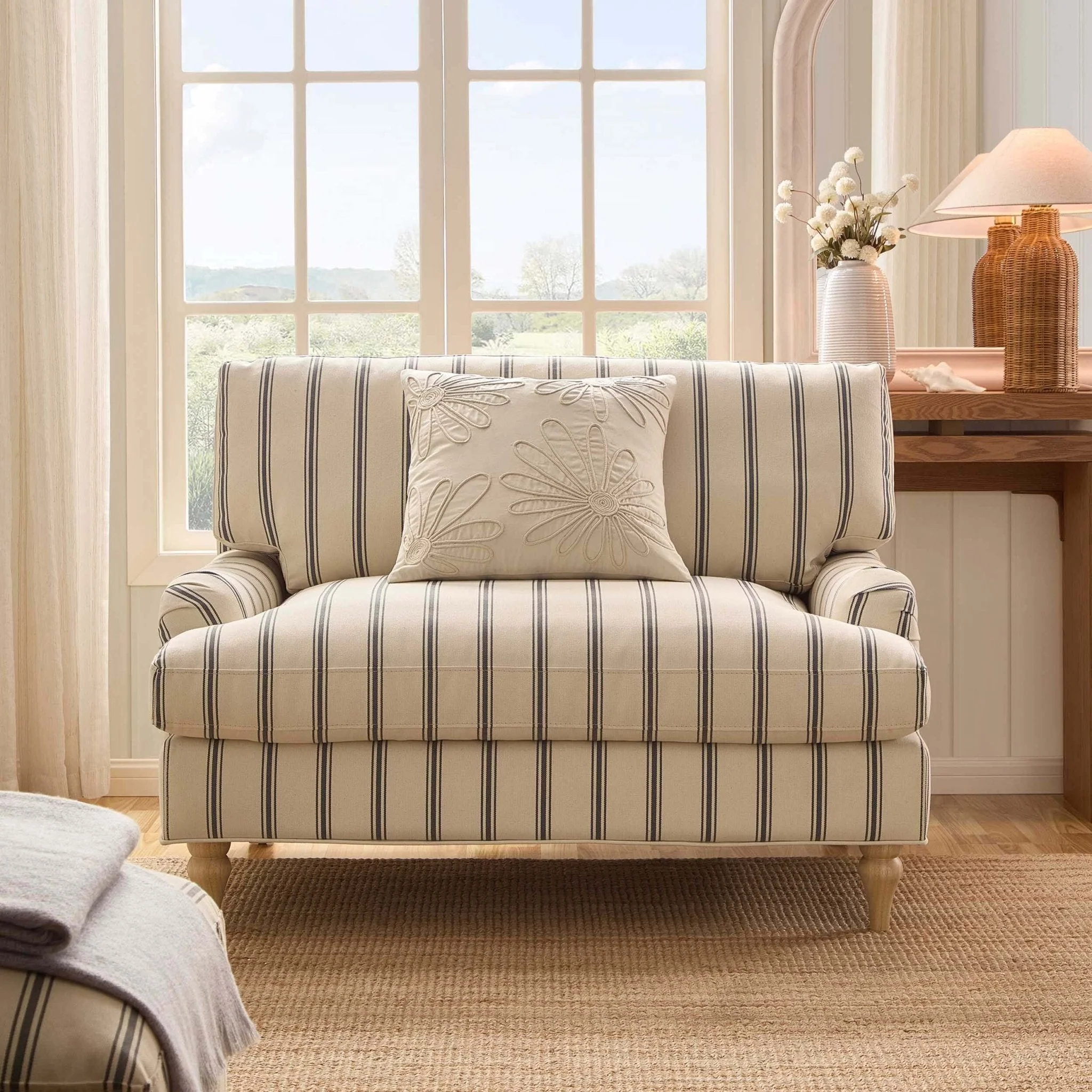 Hampshire Loveseat - Blue Stripe - Image 2