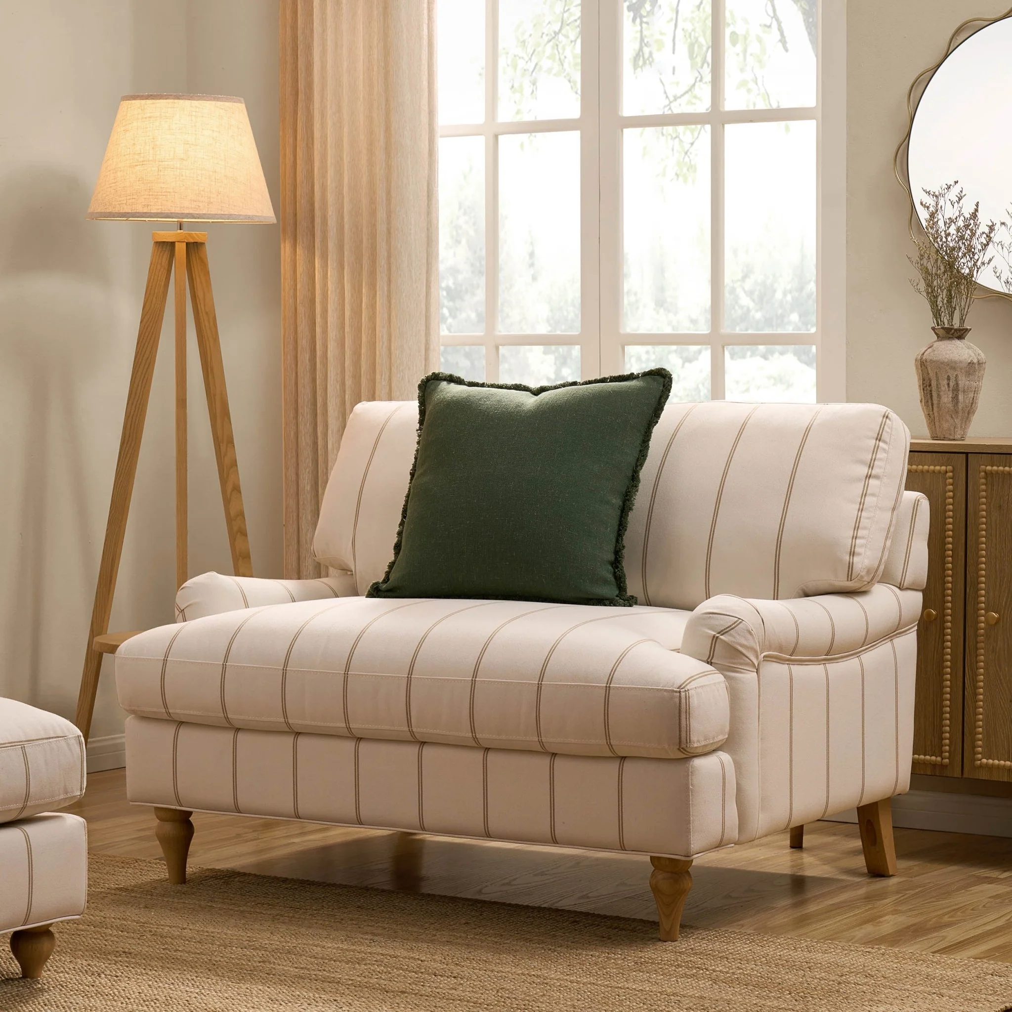 Hampshire Loveseat - Thin Natural Stripe - Image 2