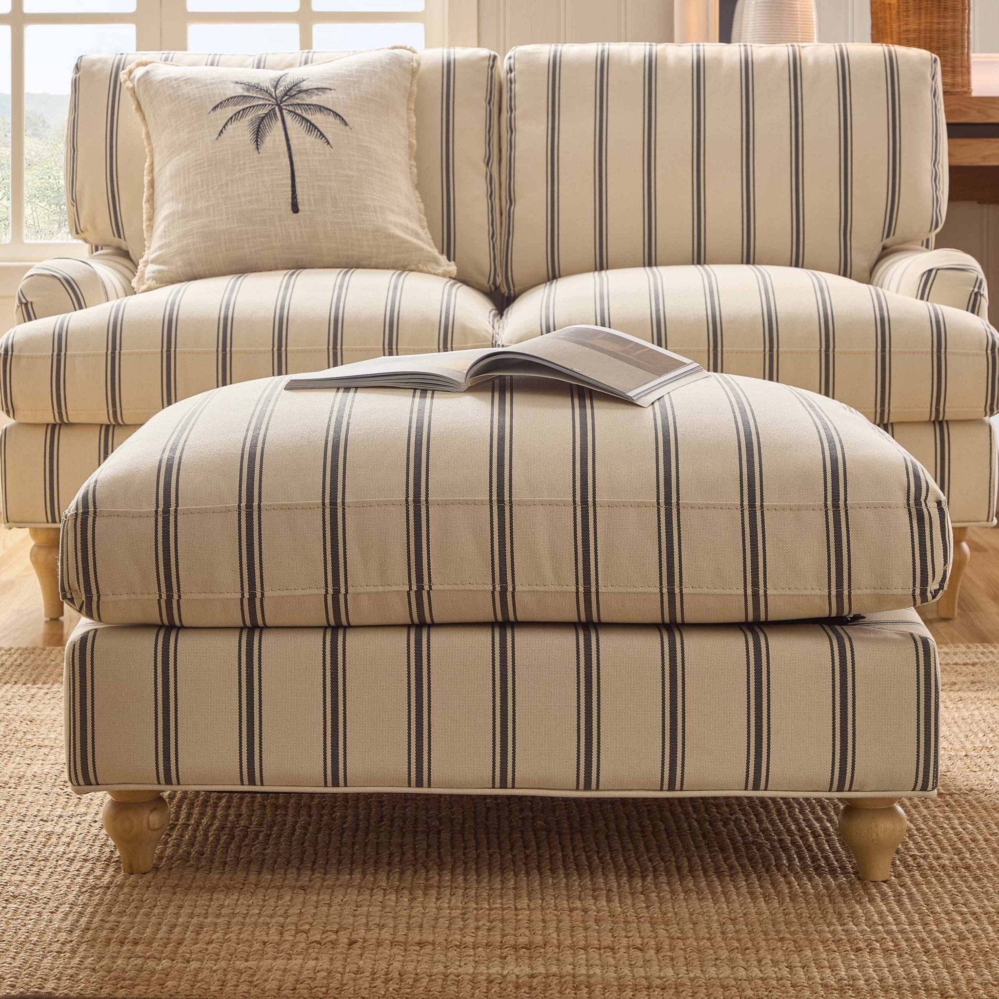 Hampshire Pouffe - Blue Stripe - Image 2