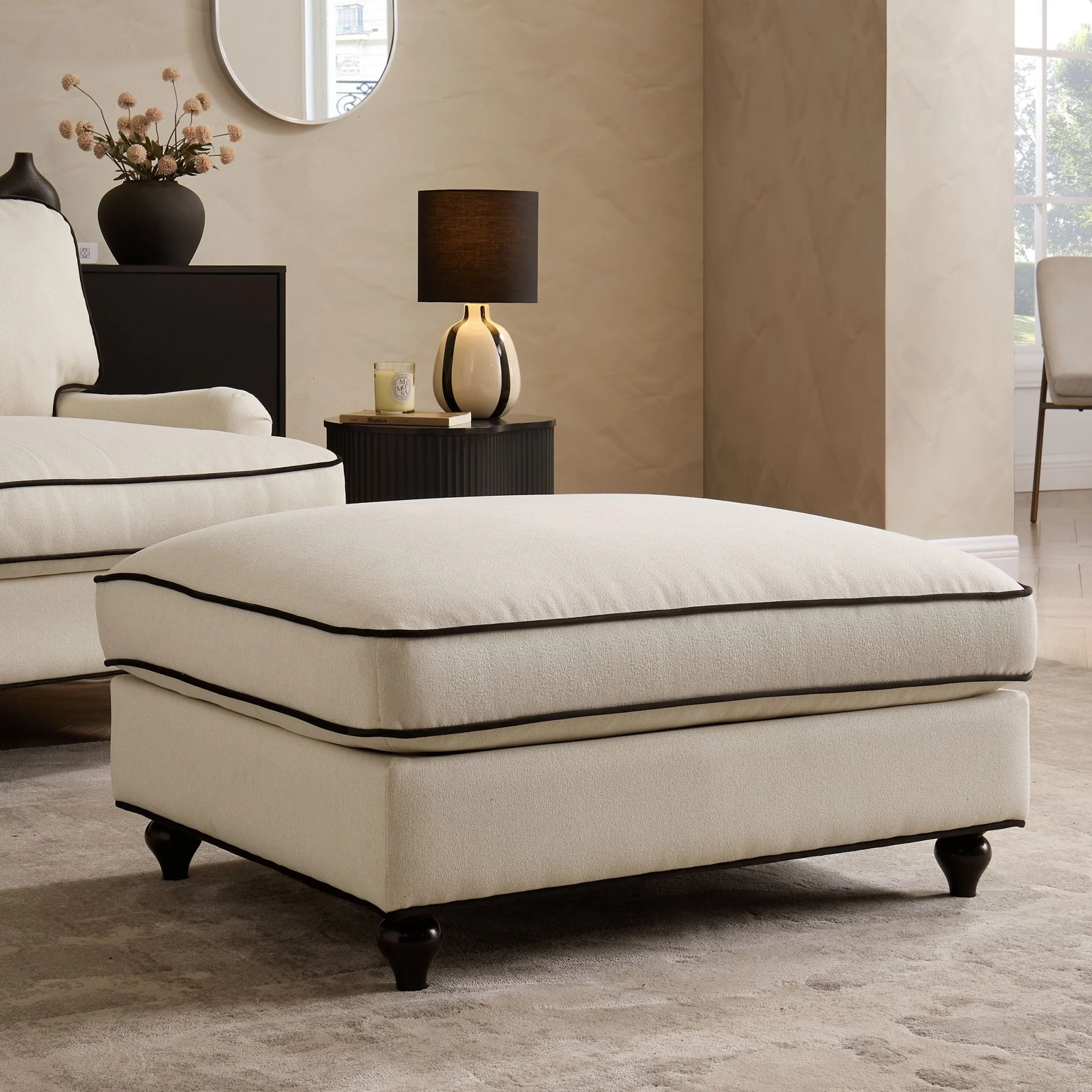 Hampshire Pouffe - Cream/Black