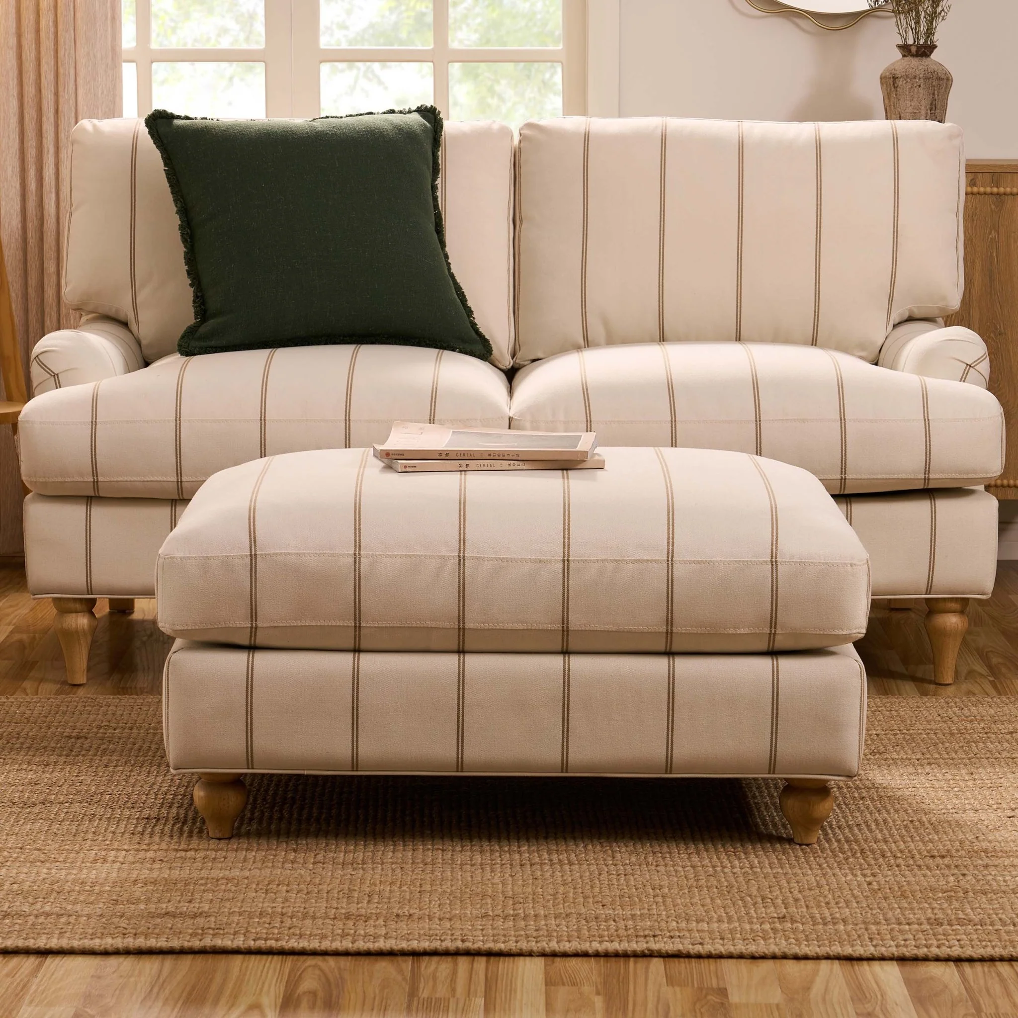 Hampshire Pouffe - Thin Natural Stripe - Image 2