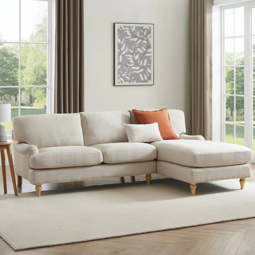 Hampshire Right Hand Chaise Sofa - Beige - Image 3