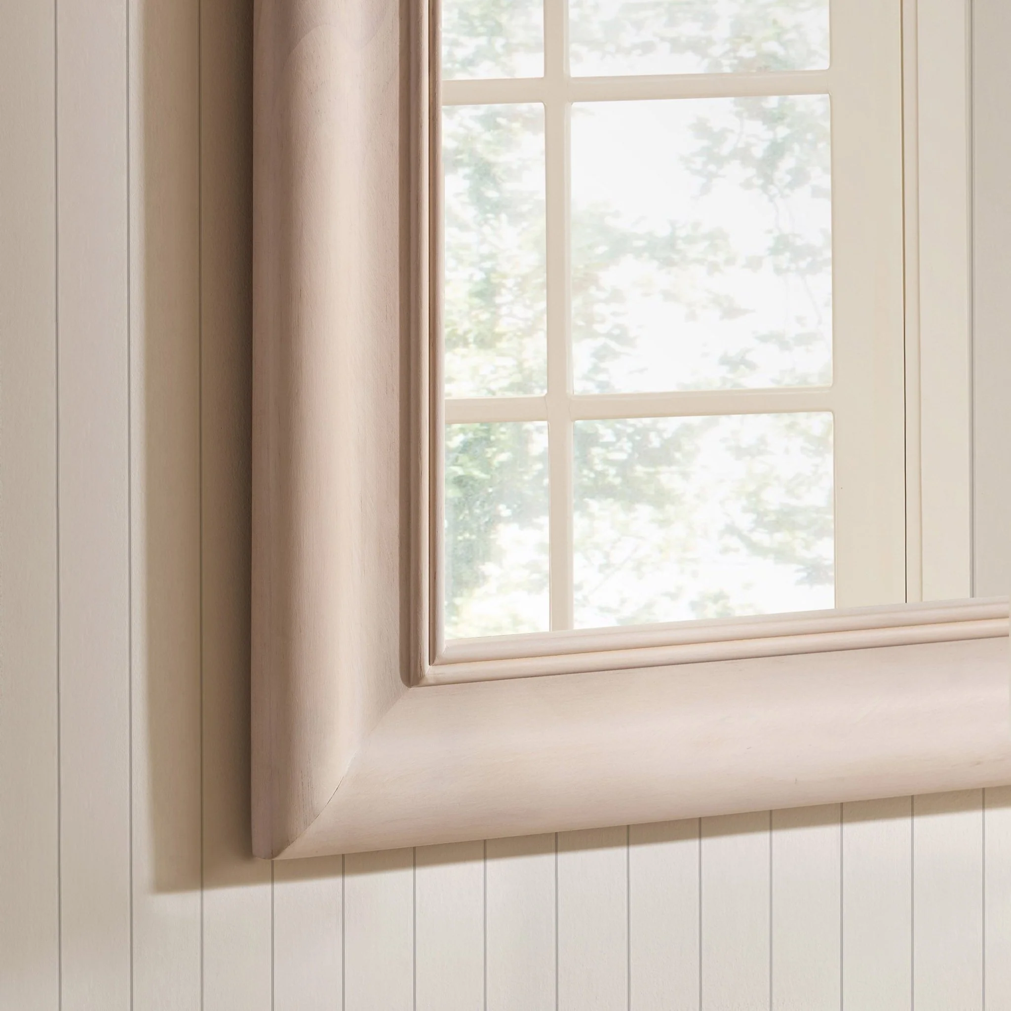 Hampton Arched Wood Large Mantel Mirror - Washed White - Image 2