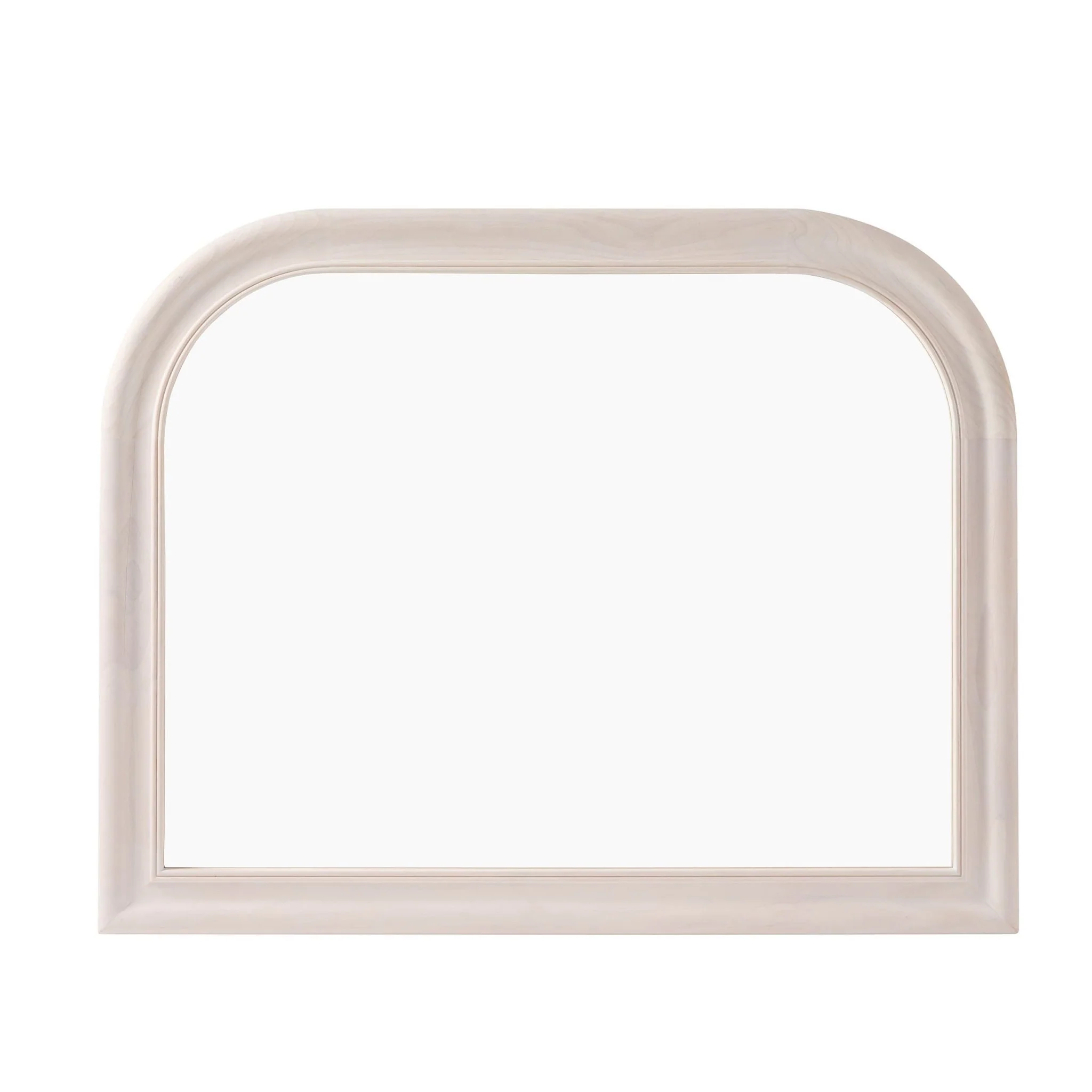 Hampton Arched Wood Large Mantel Mirror - Washed White - Image 3