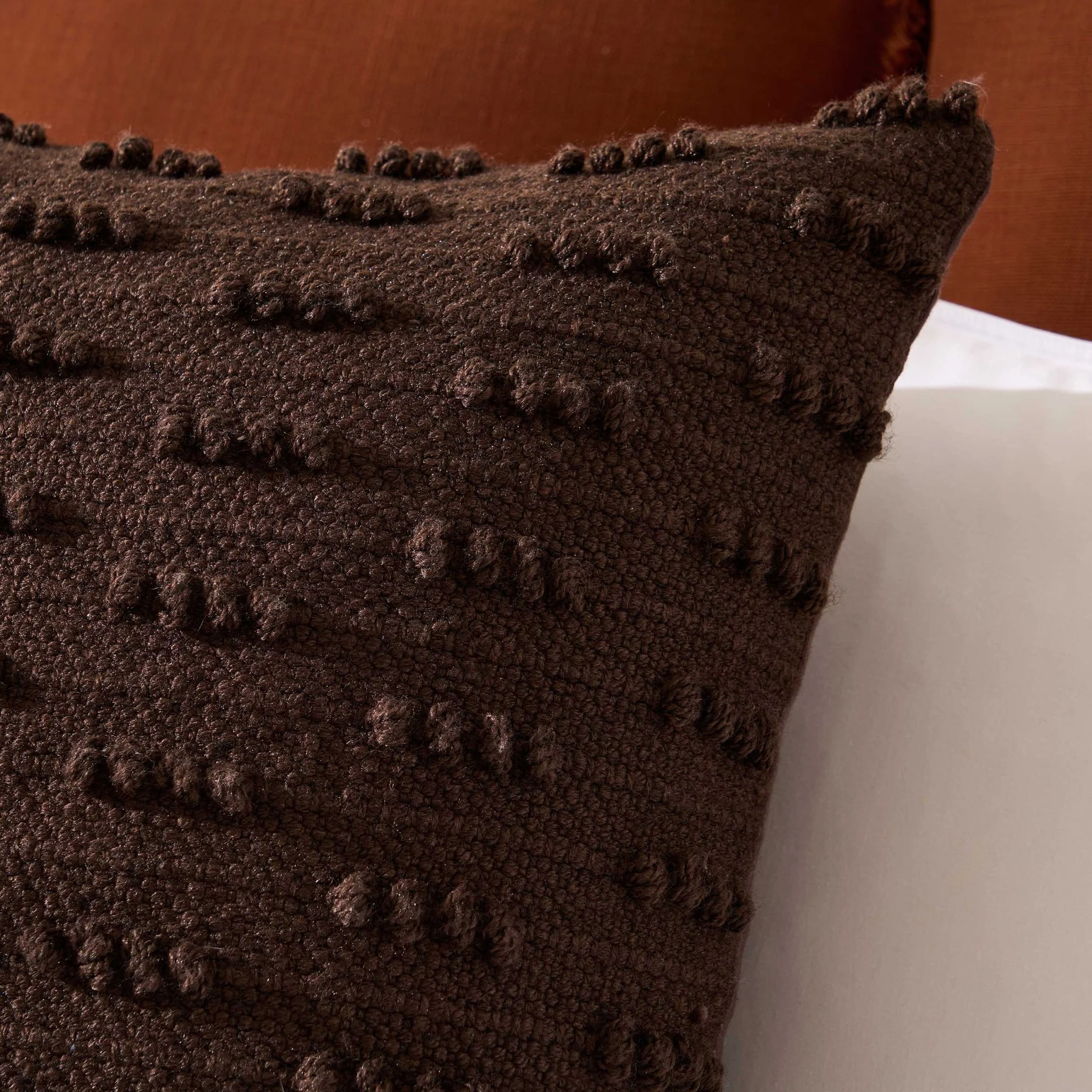 Handwoven Tufted Cushion Cover - Chocolate - Image 2