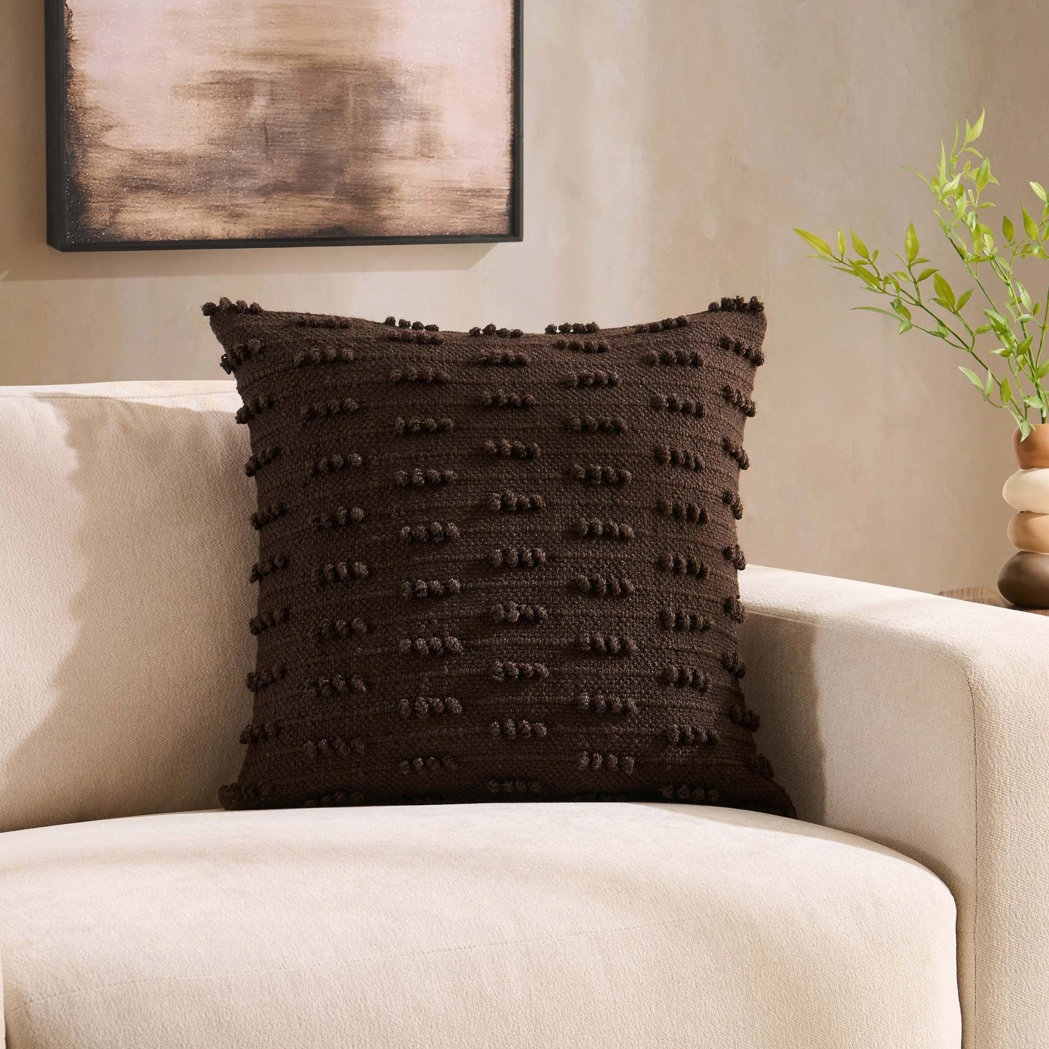 Handwoven Tufted Sofa Cushion Cover - Chocolate