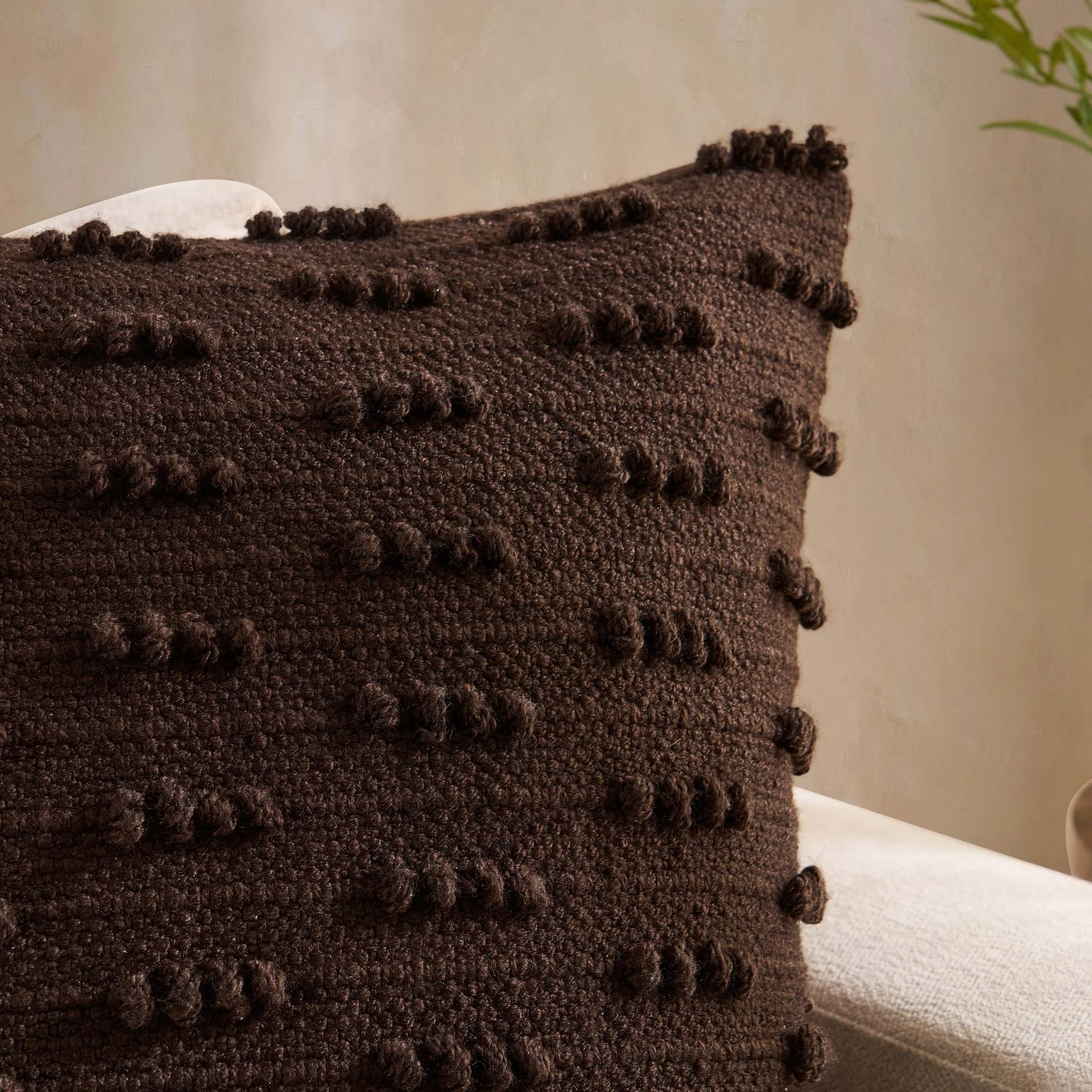 Handwoven Tufted Sofa Cushion Cover - Chocolate - Image 2