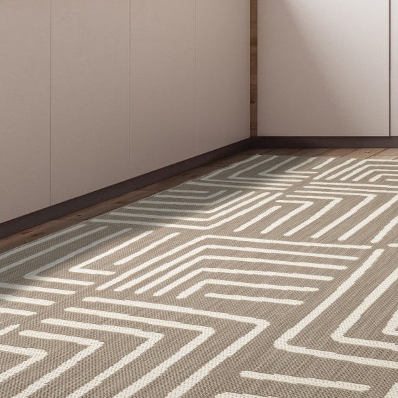 Hanna Flatweave Geo Contrast Indoor/ Outdoor Rug - 120x170cm - Natural - Image 2
