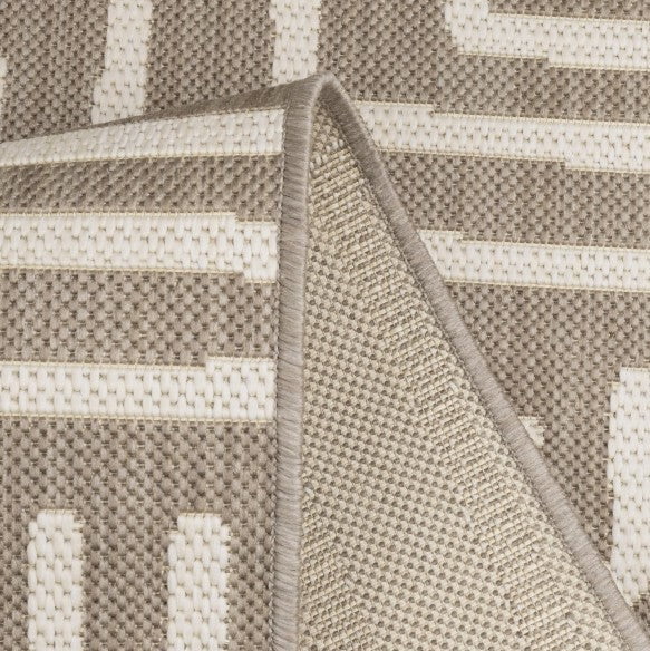 Hanna Flatweave Geo Contrast Indoor/ Outdoor Rug - 120x170cm - Natural - Image 4