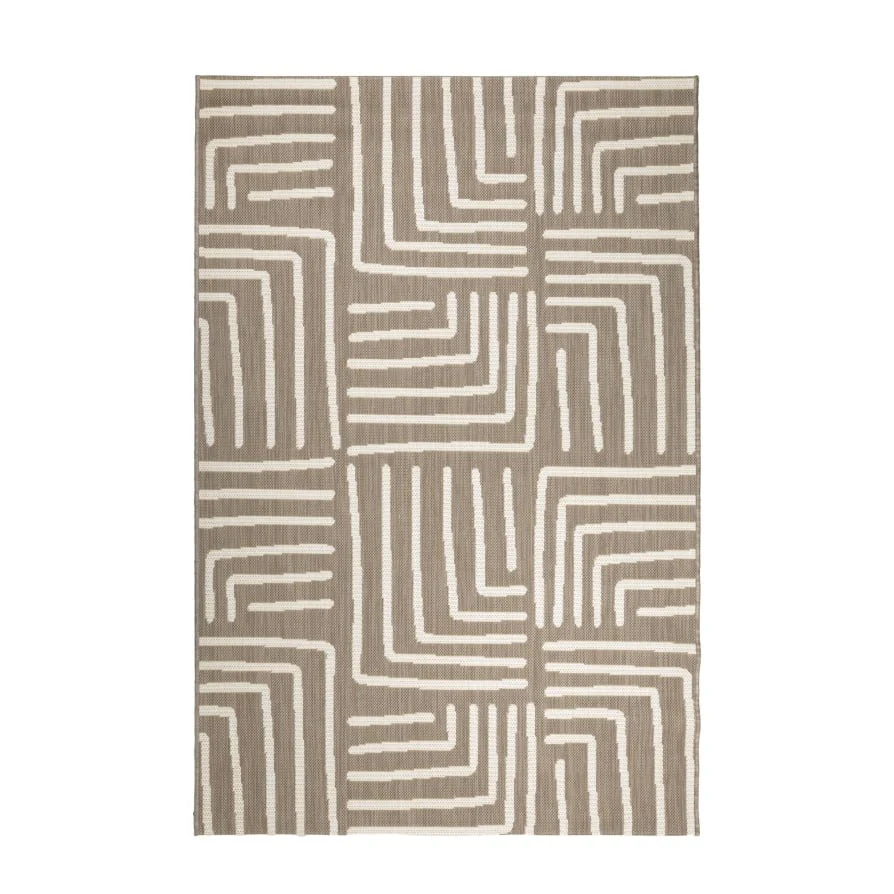 Hanna Flatweave Geo Contrast Indoor/ Outdoor Rug - 120x170cm - Natural - Image 5