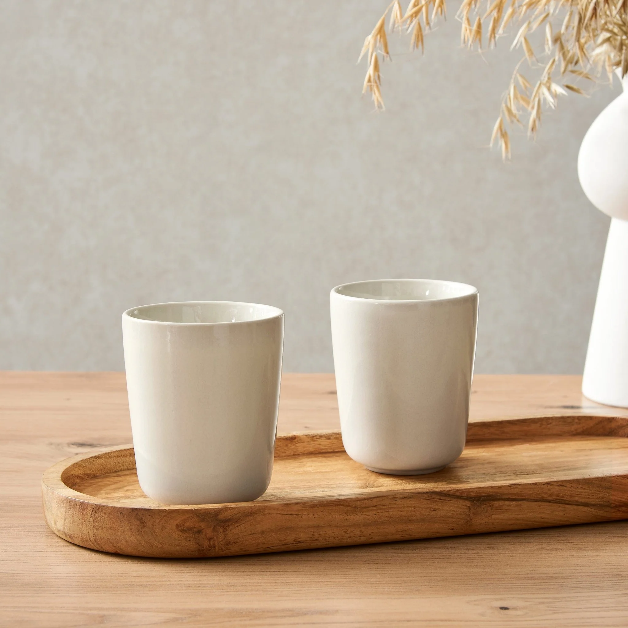 Hans Set of 2 Reactive Glaze Handleless Coffee Mugs - Latte