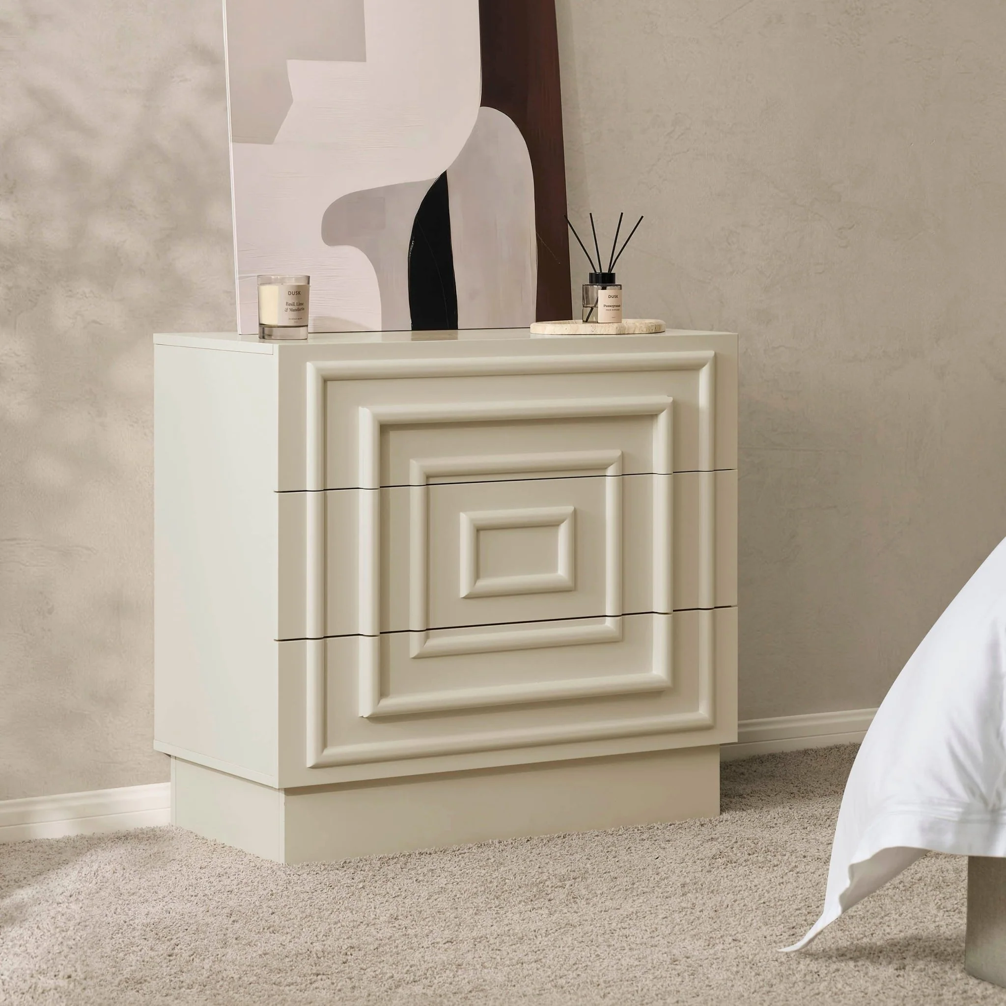 Harlow 3 Drawer Chest - Cream - Image 2