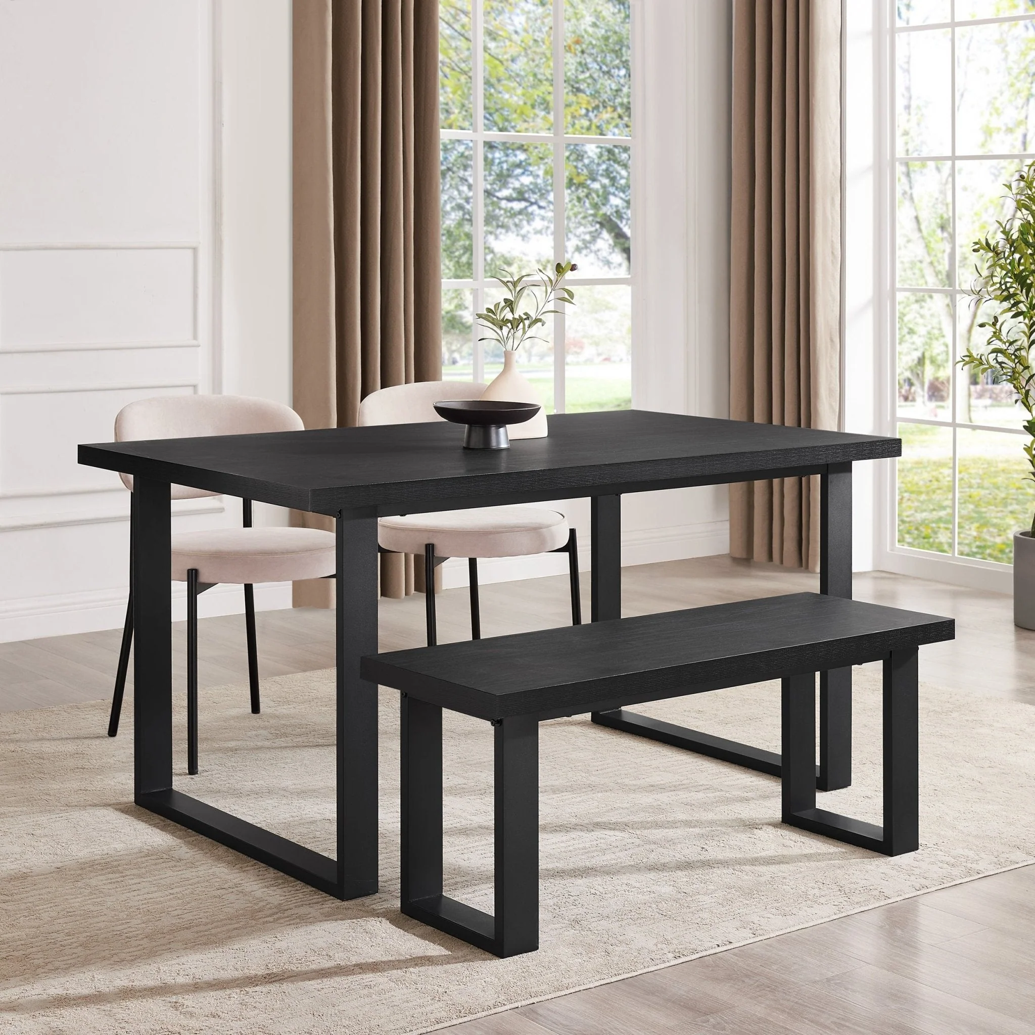 Harper 4-6 Seater Dining Table - Black - Image 4