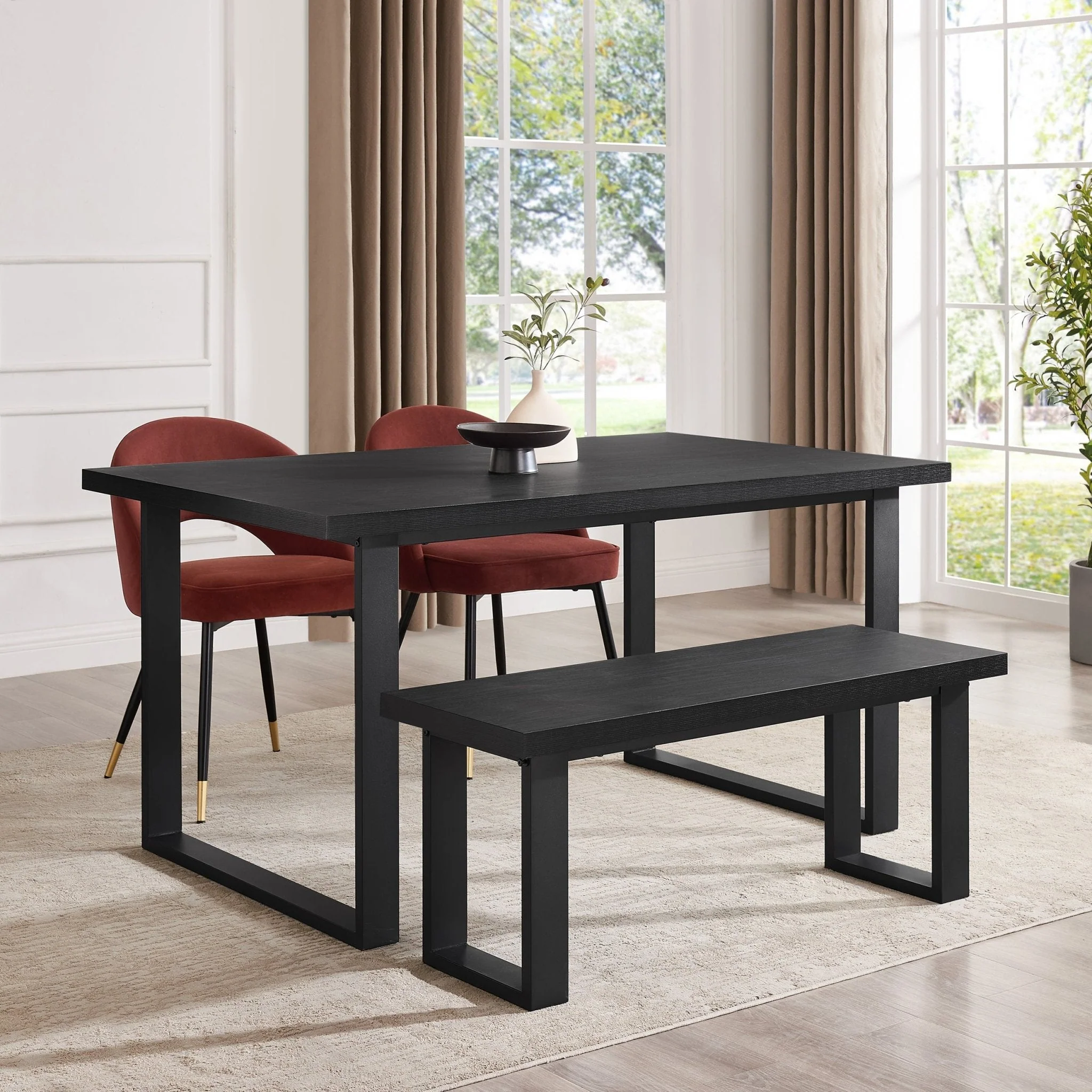 Harper 4-6 Seater Dining Table - Black - Image 5