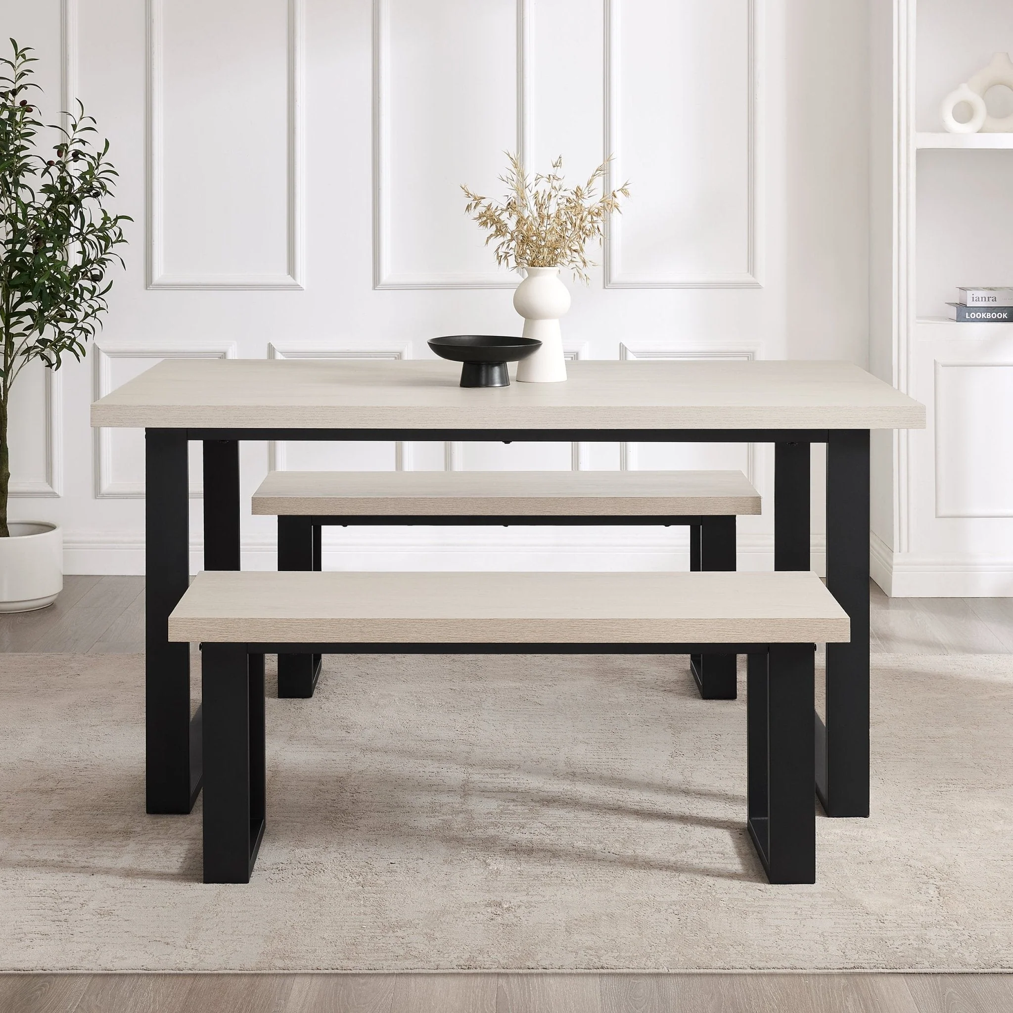Harper 4-6 Seater Dining Table - Wood/Black - Image 3