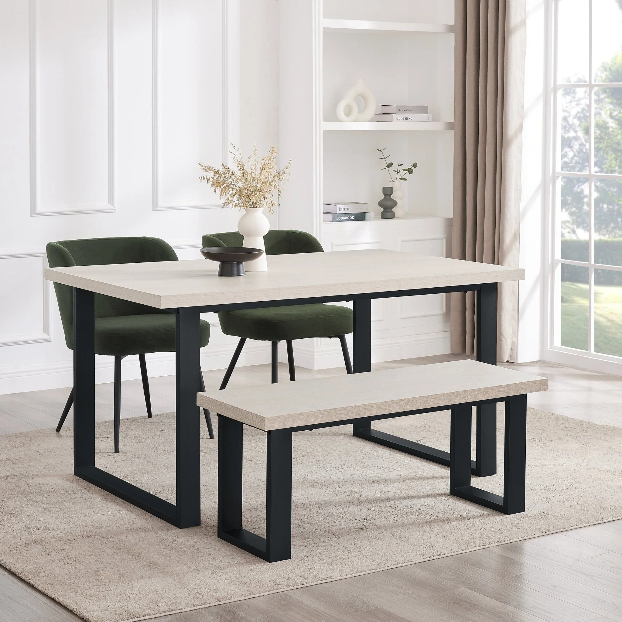 Harper 4-6 Seater Dining Table - Wood/Black - Image 4