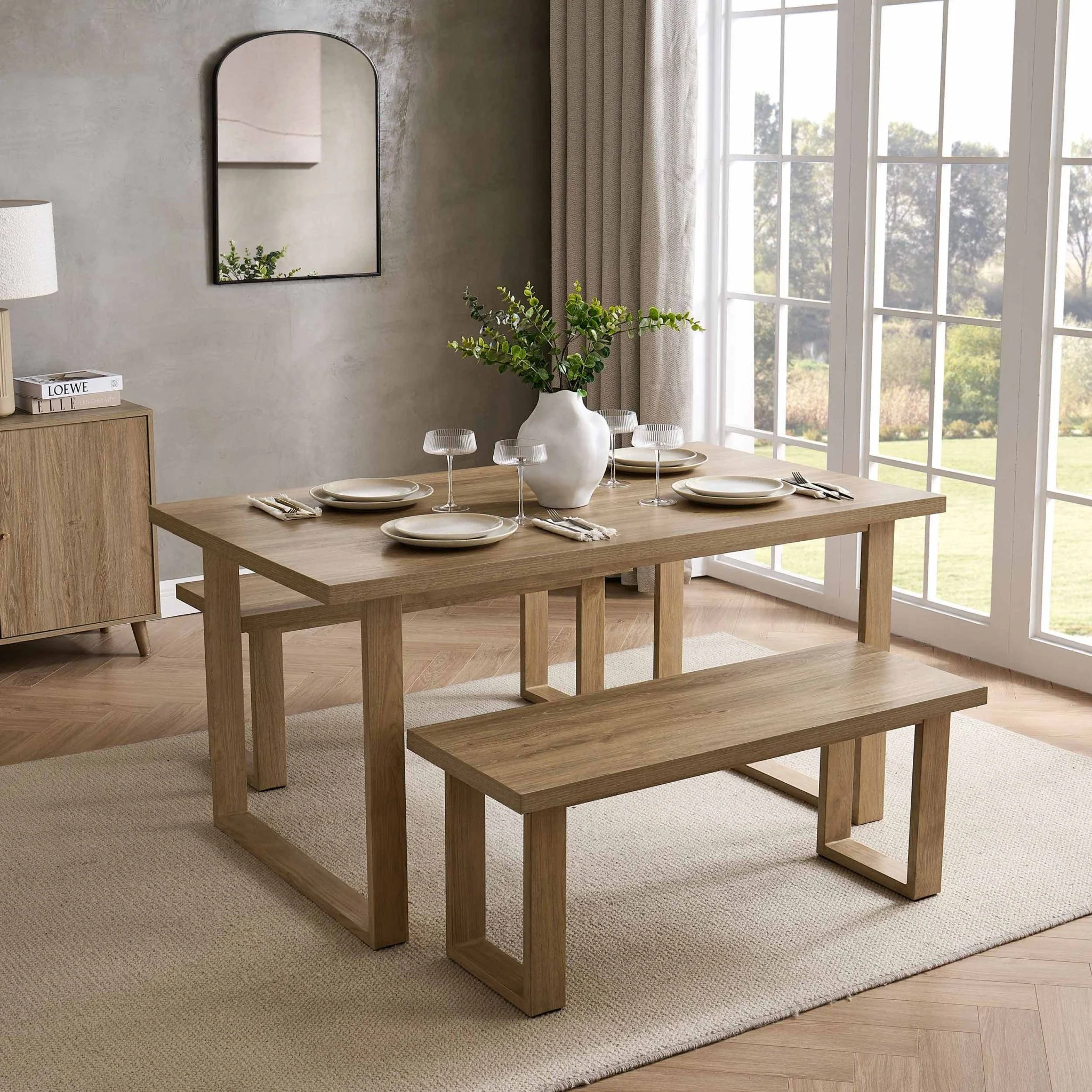 Harper Dining Bench - Light Wood - Image 2
