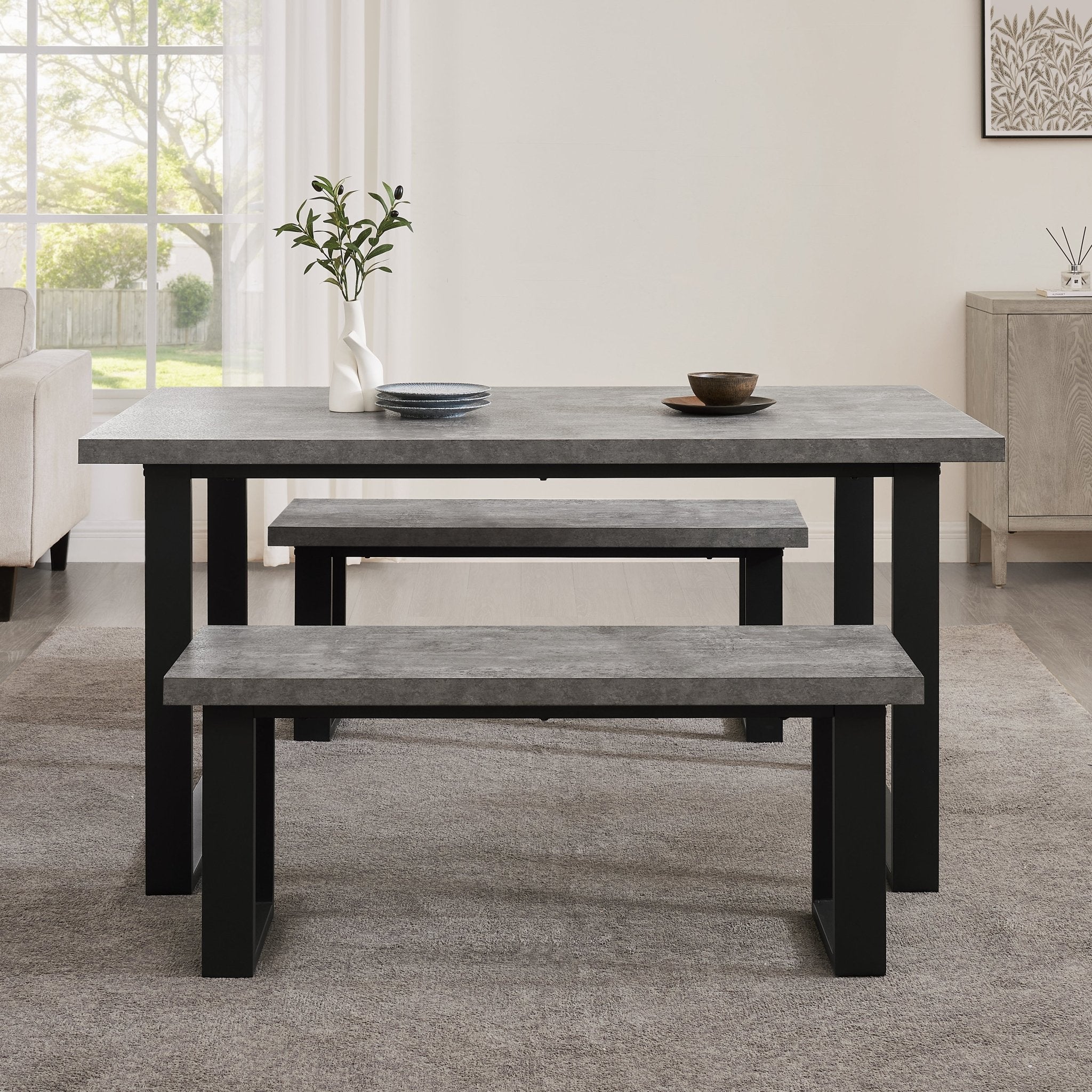 Harper Dining Bench - Stone/Black - Image 3
