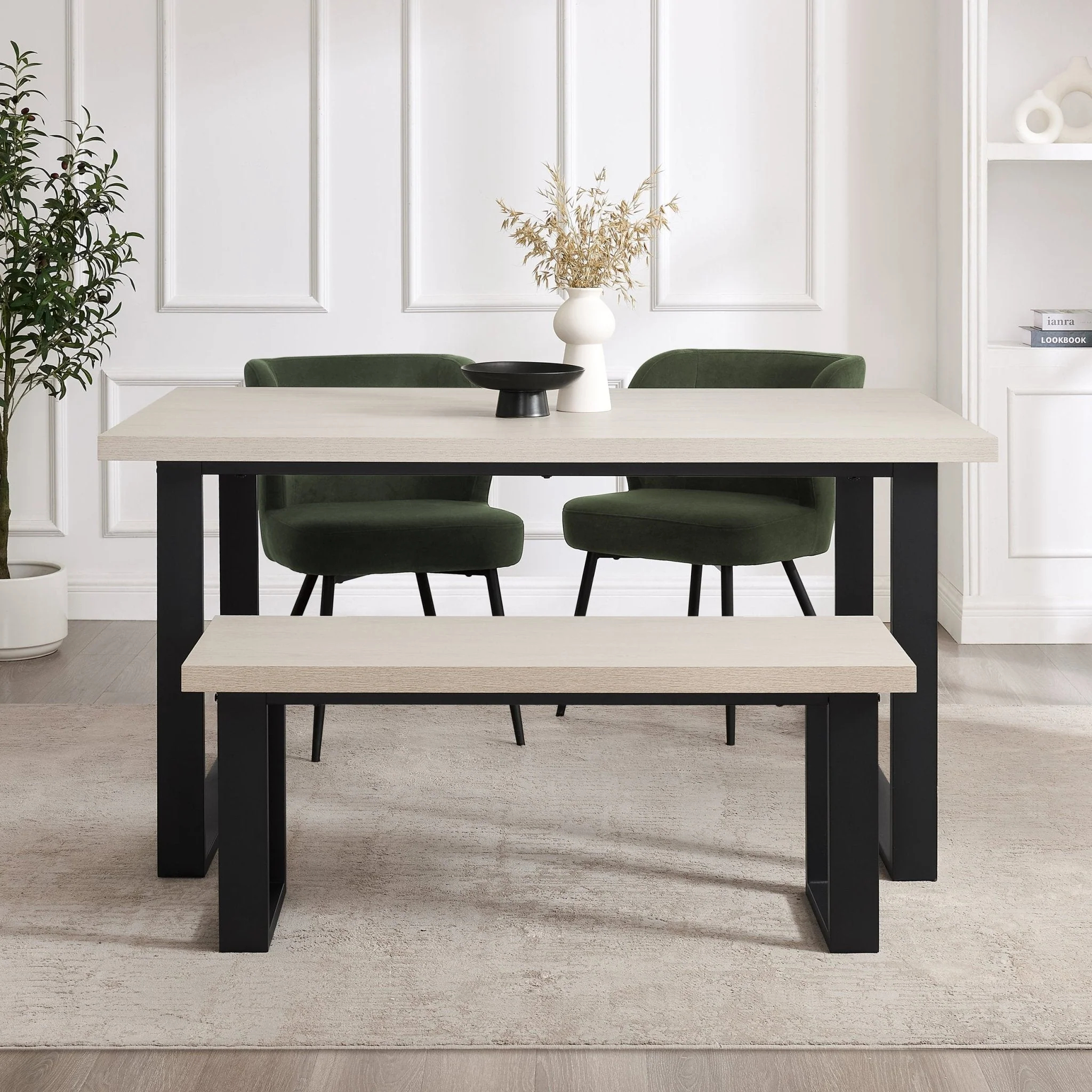 Harper Dining Bench - Wood/Black - Image 3