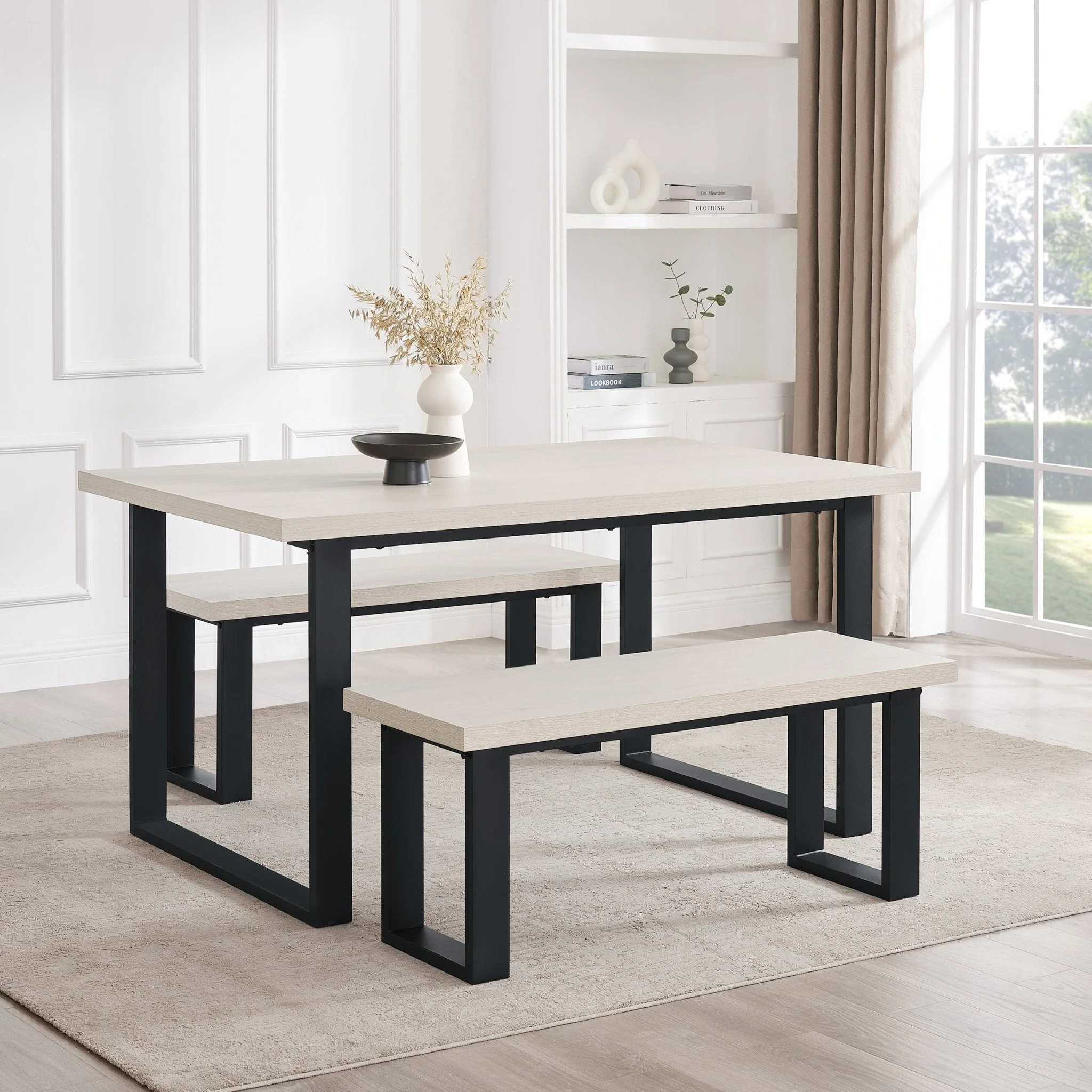 Harper Dining Bench - Wood/Black - Image 4