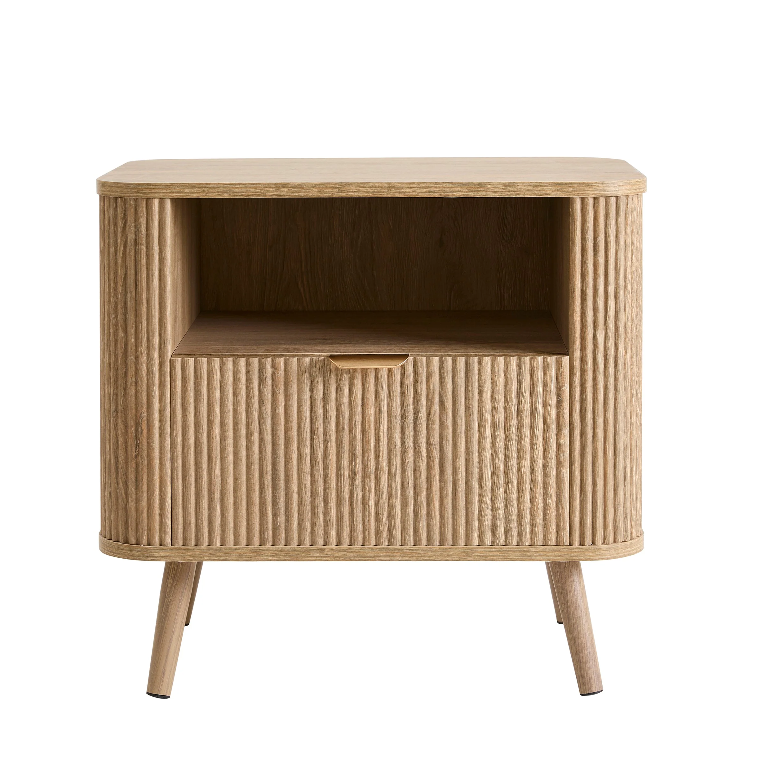 Hattie 1 Drawer Bedside with Shelf - Light Wood - Image 3