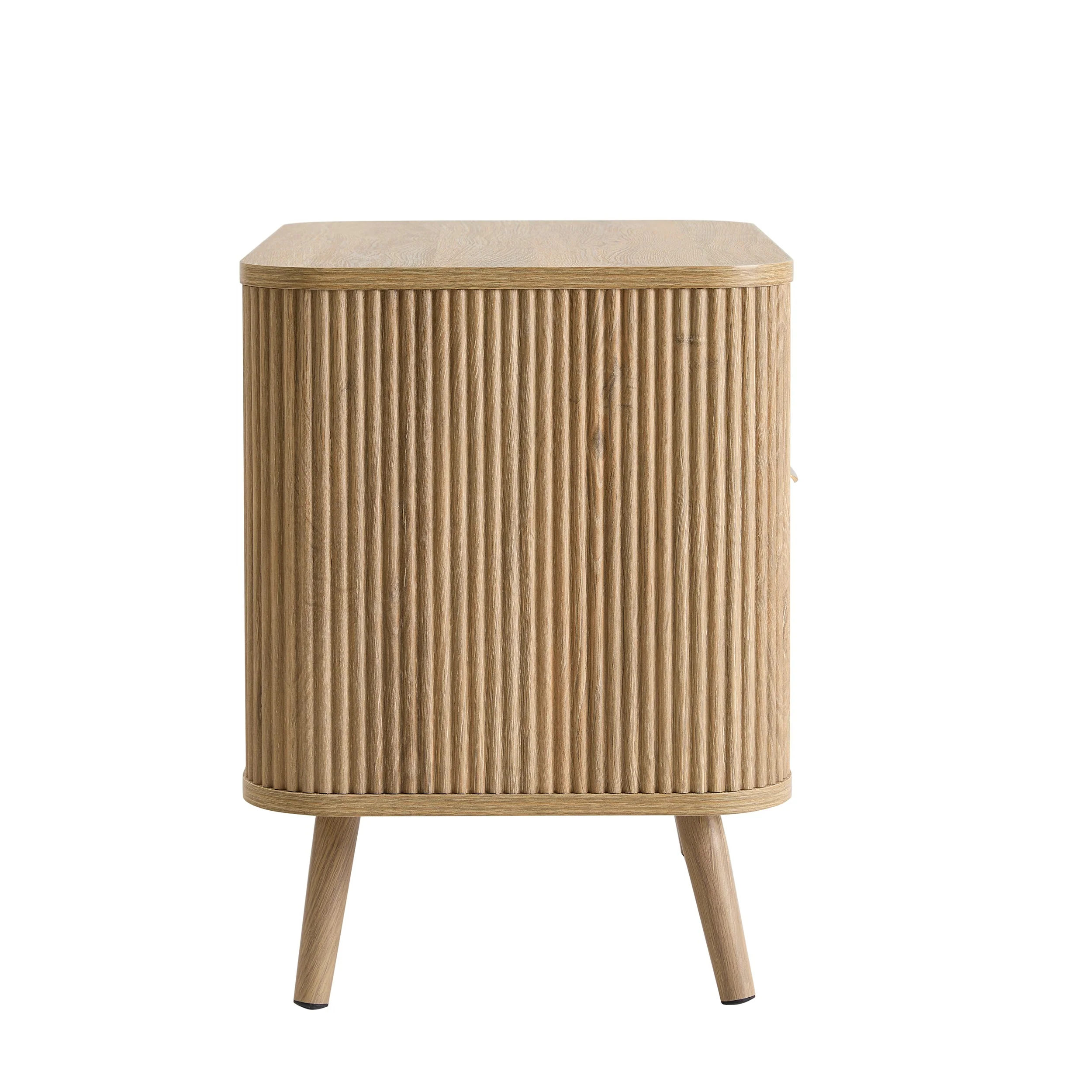Hattie 1 Drawer Bedside with Shelf - Light Wood - Image 7