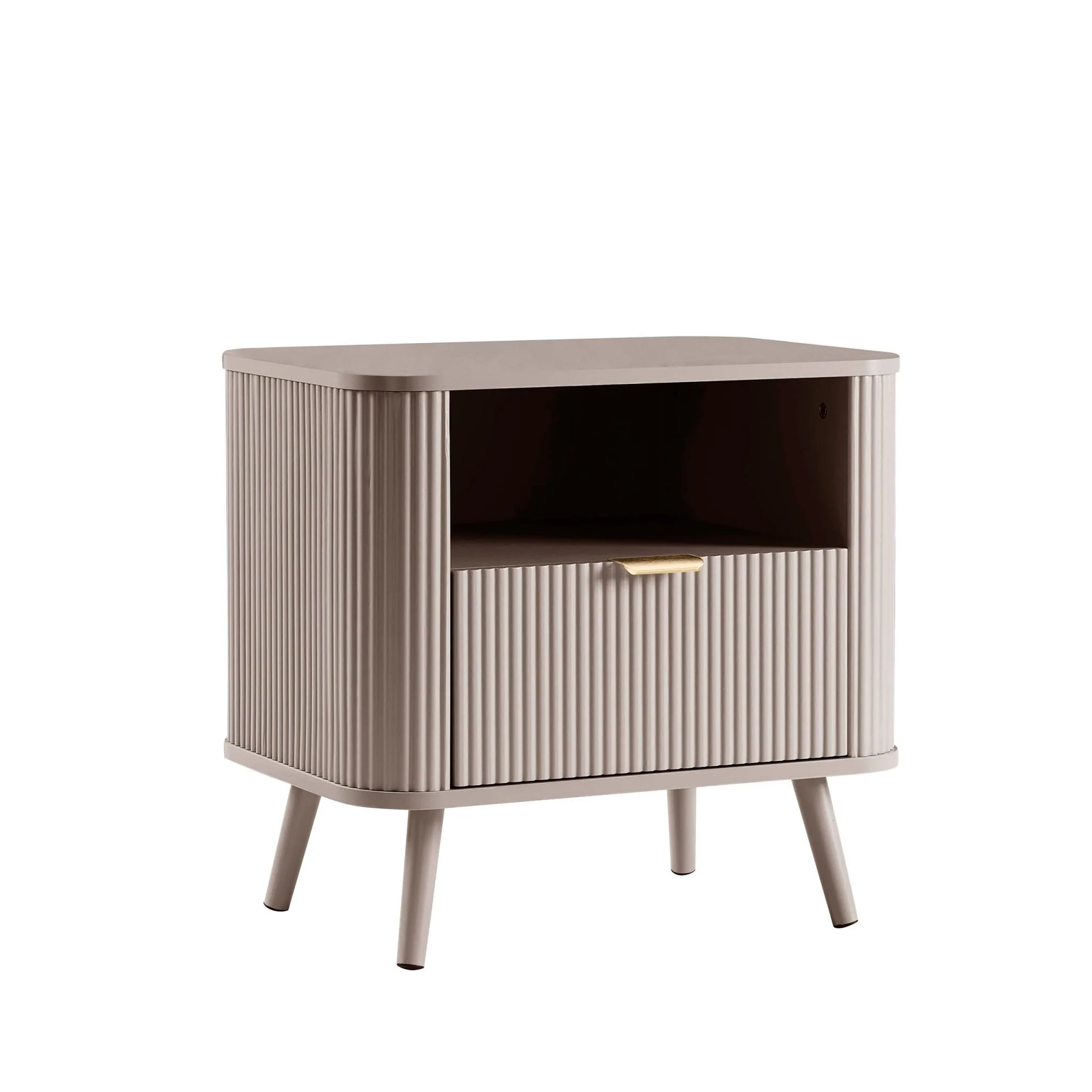 Hattie 1 Drawer Bedside with Shelf - Taupe - Image 3