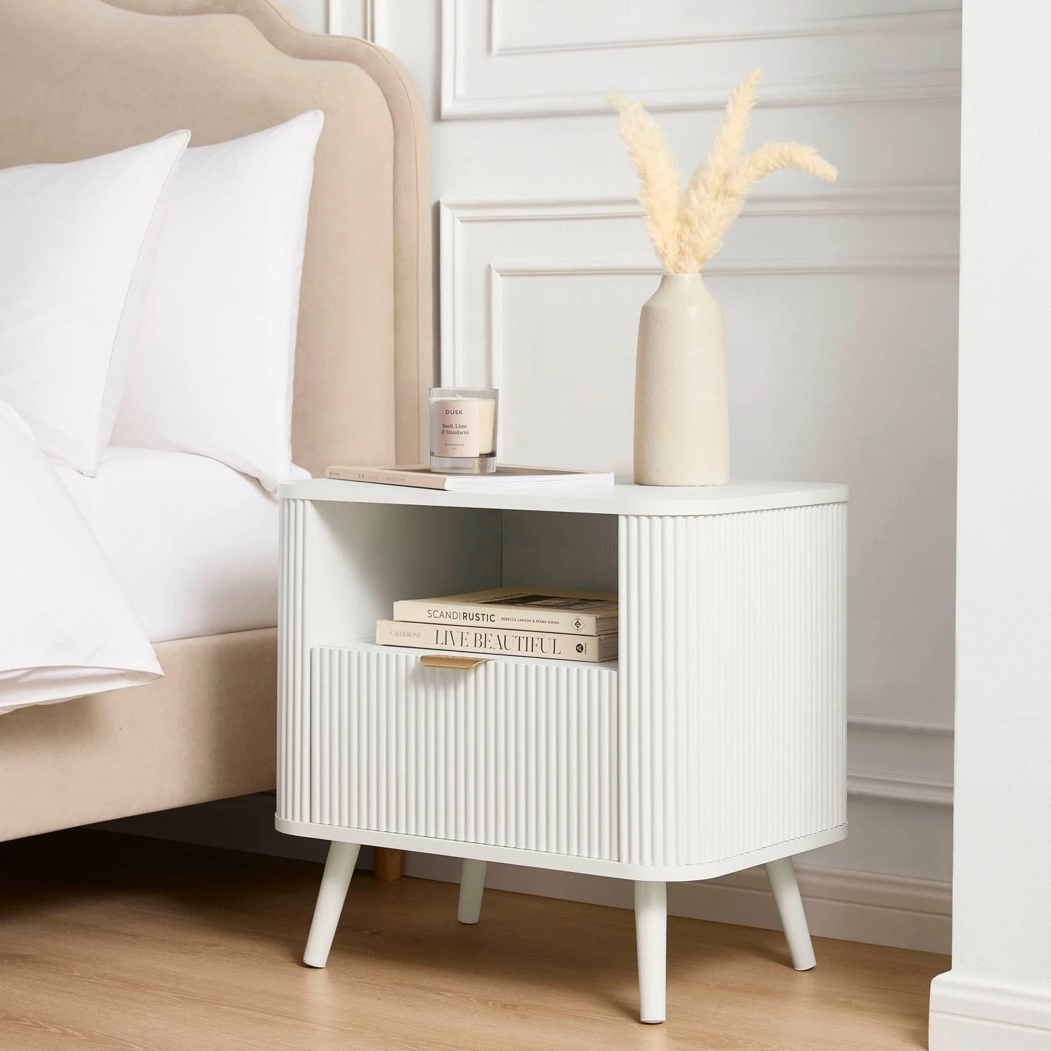 Hattie 1 Drawer Bedside with Shelf - Warm White