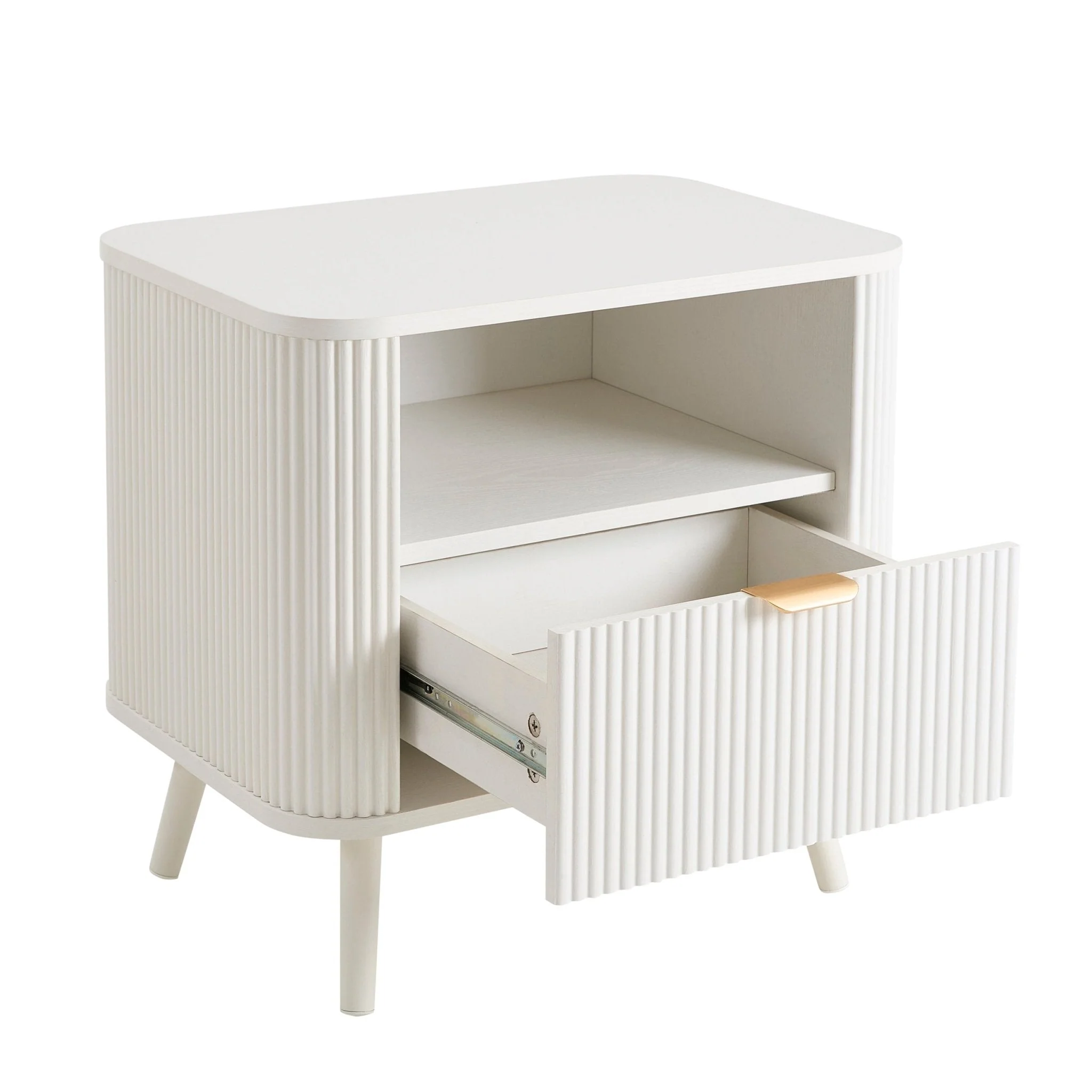 Hattie 1 Drawer Bedside with Shelf - Warm White - Image 4